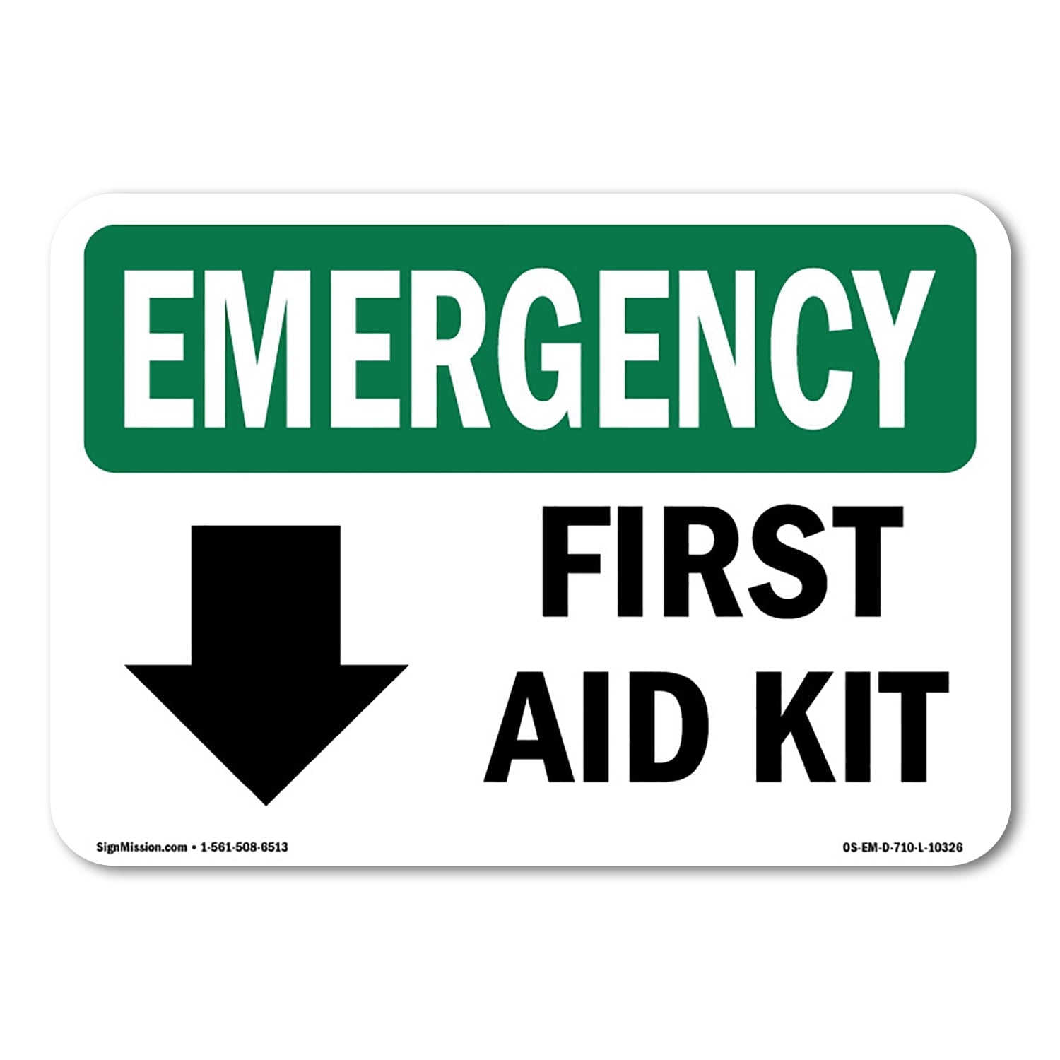 SignMission OS-EM-A-1824-V-10497 18 x 24 in. OSHA Emergency Sign - First Aid Station with Symbol
