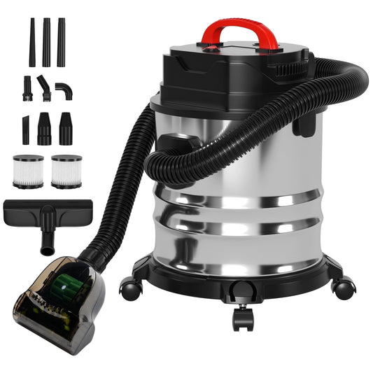 TOPTENG Wet Dry Vacuum Cleaner, 4.75 Gallon 1800W 6 HP Peak Stainless Steel Shop Vacuum Wet and Dry, with Filter and Attachments for House Garage Workshop Car