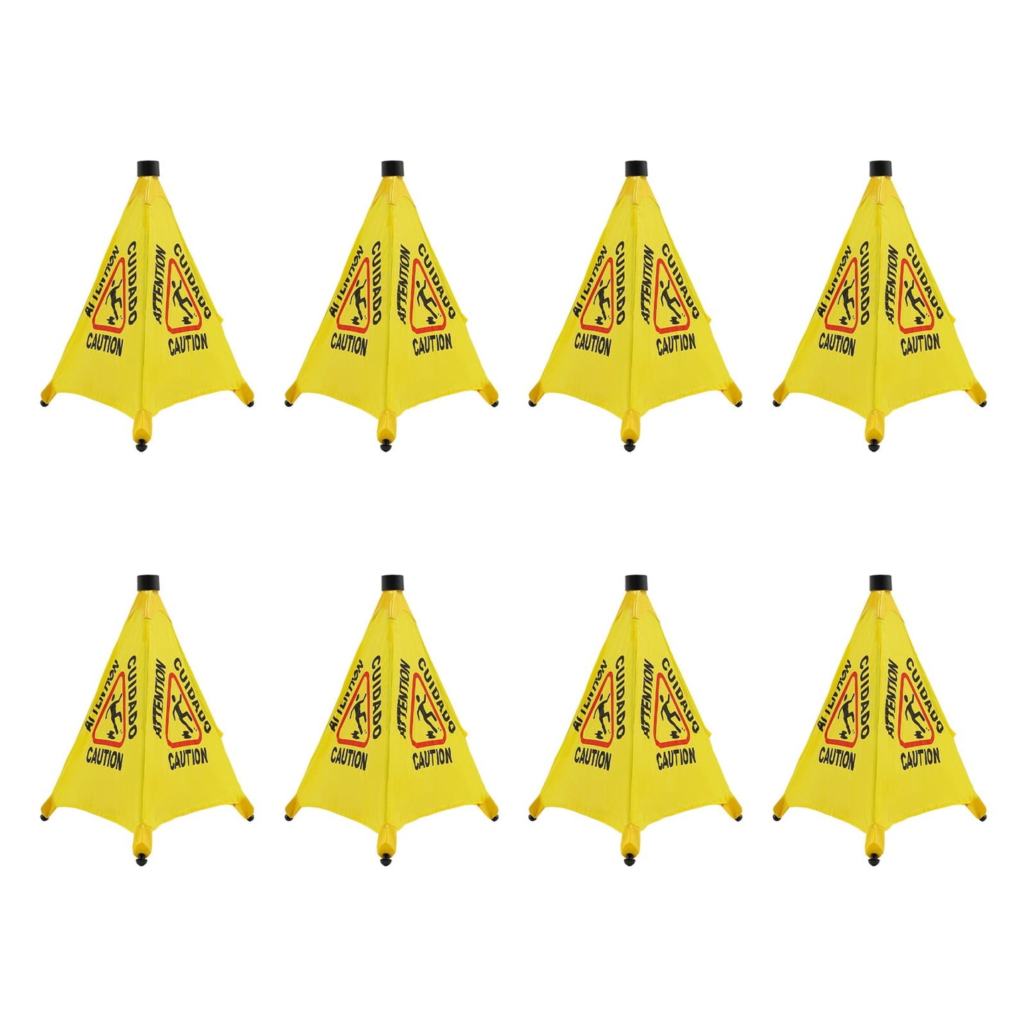 ToppiJoy 8 Pcs Wet Floor Sign with Storage Tube, 20 Inch Safety Signs, for Commercial Stores Grocery Restroom Office