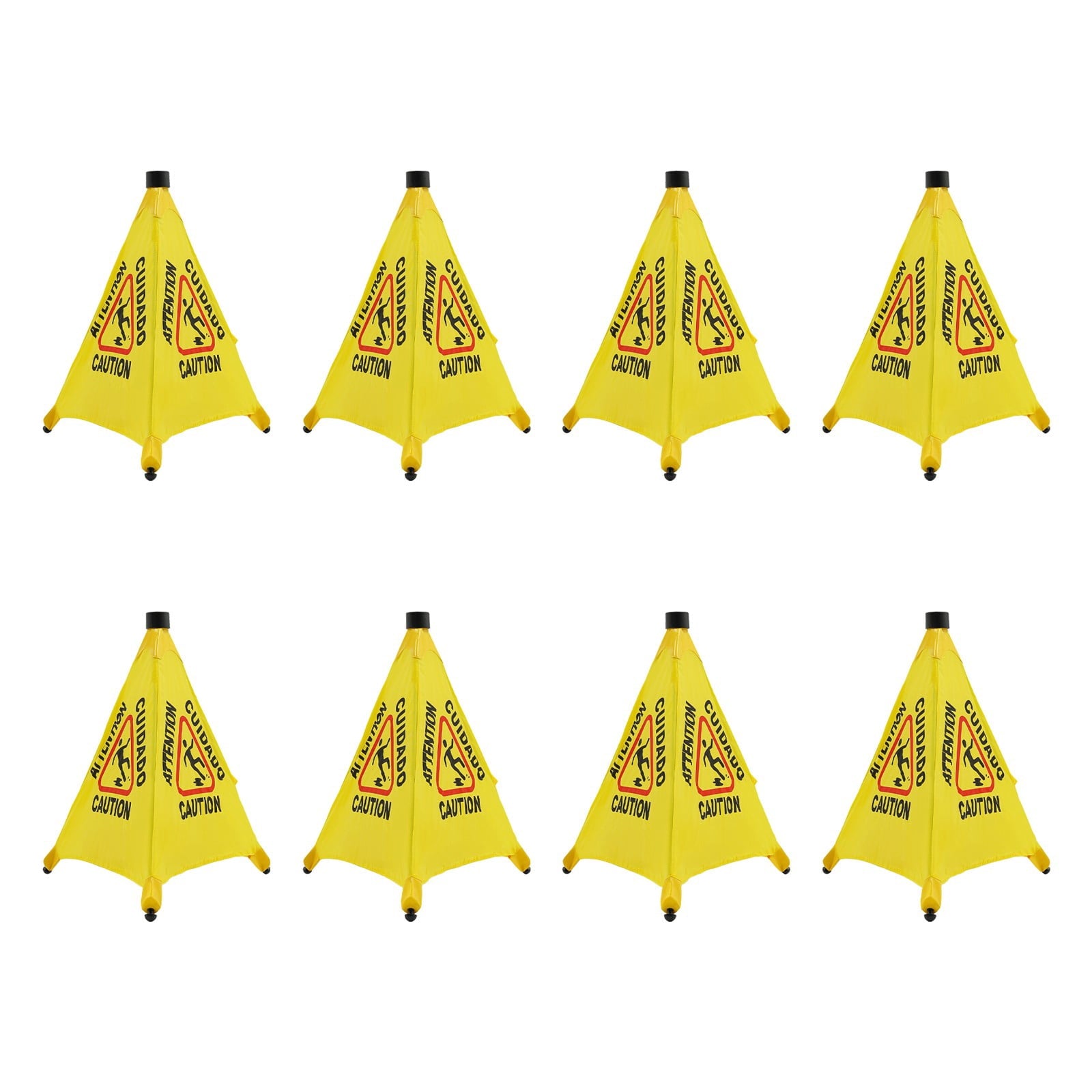 ToppiJoy 8 Pcs Wet Floor Sign with Storage Tube, 20 Inch Safety Signs, for Commercial Stores Grocery Restroom Office