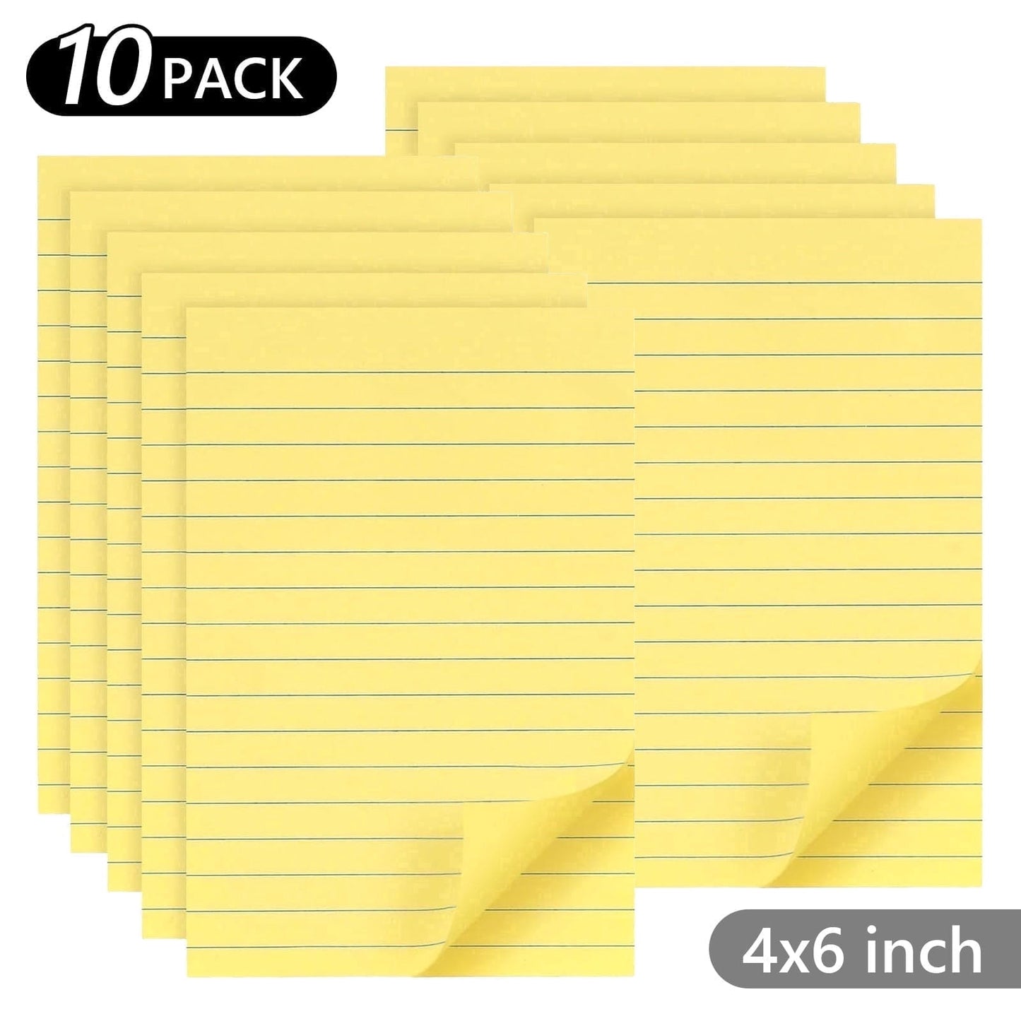Tripumer 8 Pcs 45 Sheets Lined Self Sticky Notes Pad 4 x 6 Inch Adhesive Lined Paper for Writing Organizing Study