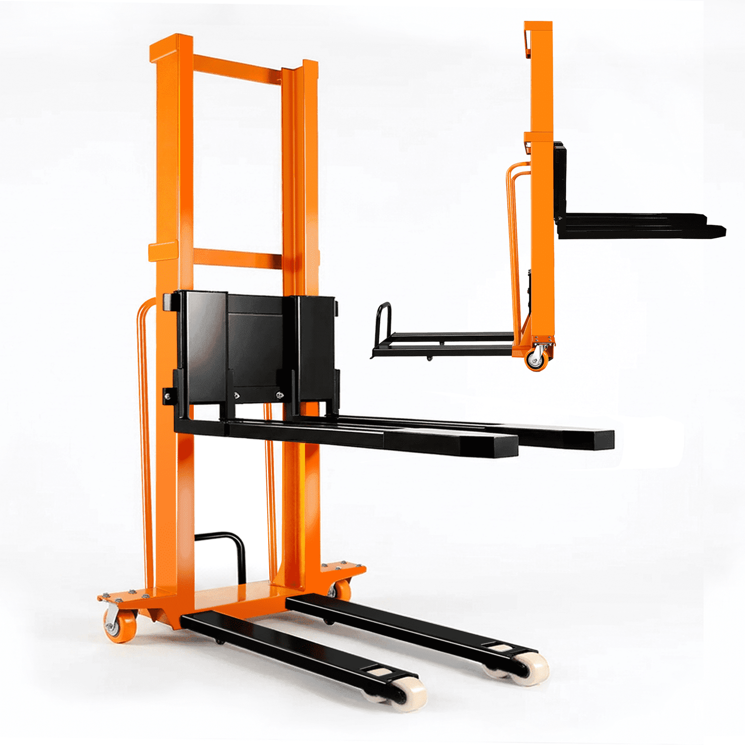 Vakiorn 1100 Lbs Electric Manual Pallet Stacker 63" Lift Height 1500W Powered Walkie Stacker with 48V 10Ah Battery Manual Hand Forklift Pallet Truck for Warehouse Logistics Workshop