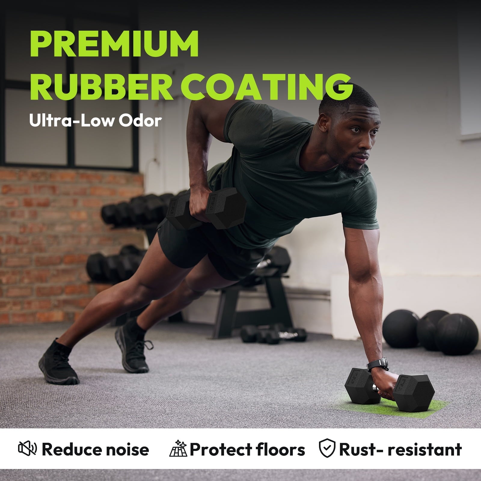 HANDBODE Hex Dumbbell Set A 255 lb, Space-Saving Design, Durable Rubber-Encased & Ergonomic Hand Weights for Home Gym, Strength Training and Fitness