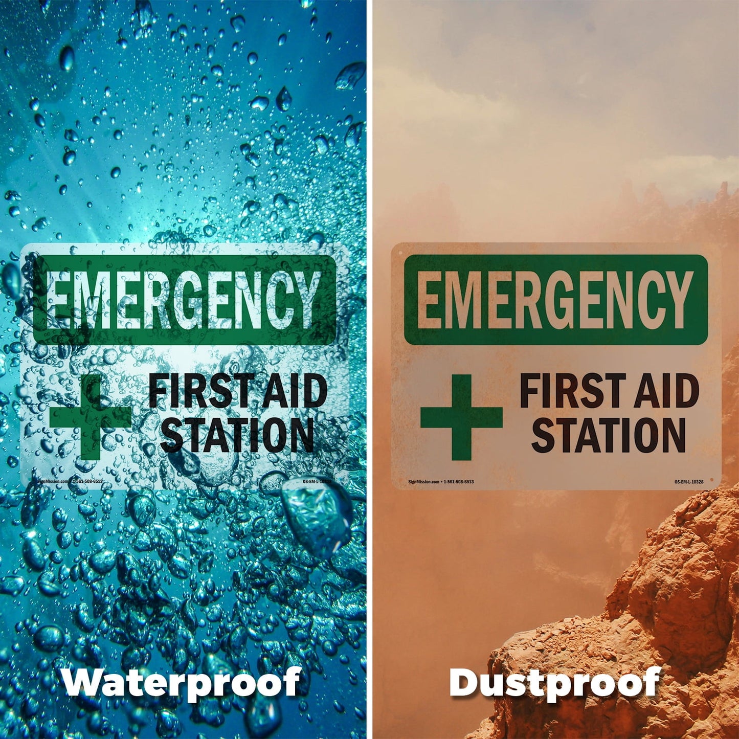 First Aid Station OSHA Emergency Aluminum Sign 18 Inch x 12 Inch - 10 Pack