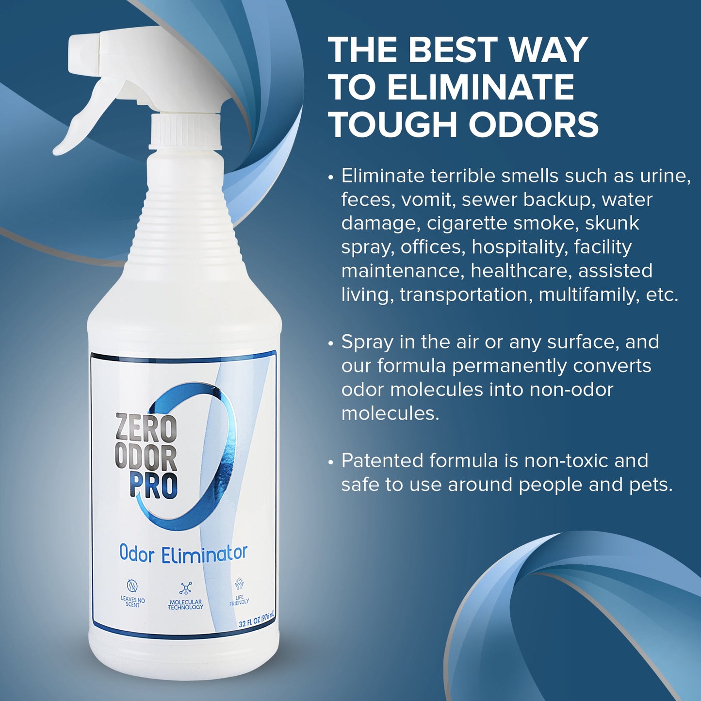 Zero Odor Commercial Odor Eliminator Spray Smell Remover Air & Surface Deodorizer Couch Carpet 32 oz