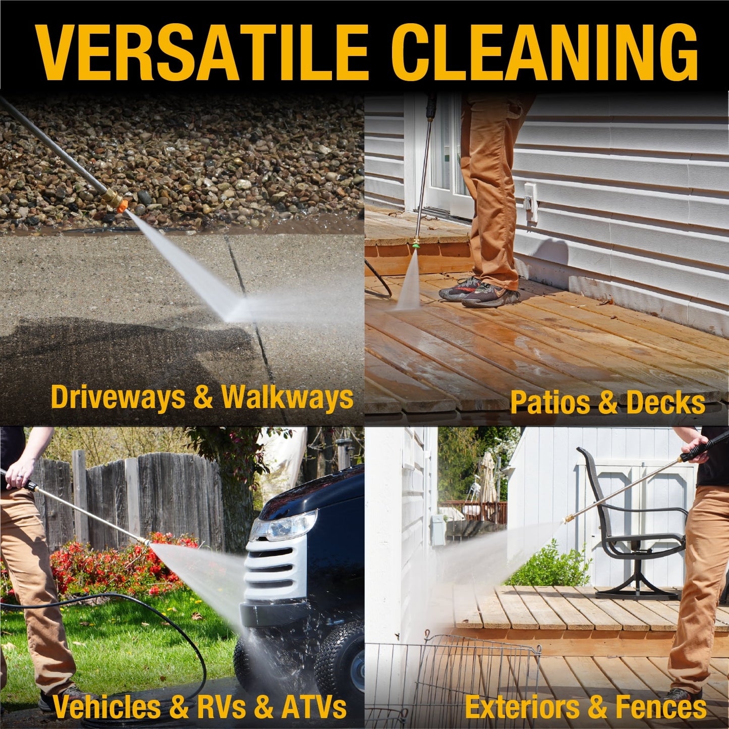 Poulan Pro Gas Pressure Washer, 3100 PSI & 2.5 GPM, 212cc 4-Cycle High Pressure Washer with 30ft Hose and 10-inch Wheels, 21" Spray Lance, 5 Nozzles for Cars Driveways Patios Fences Daily Cleaning
