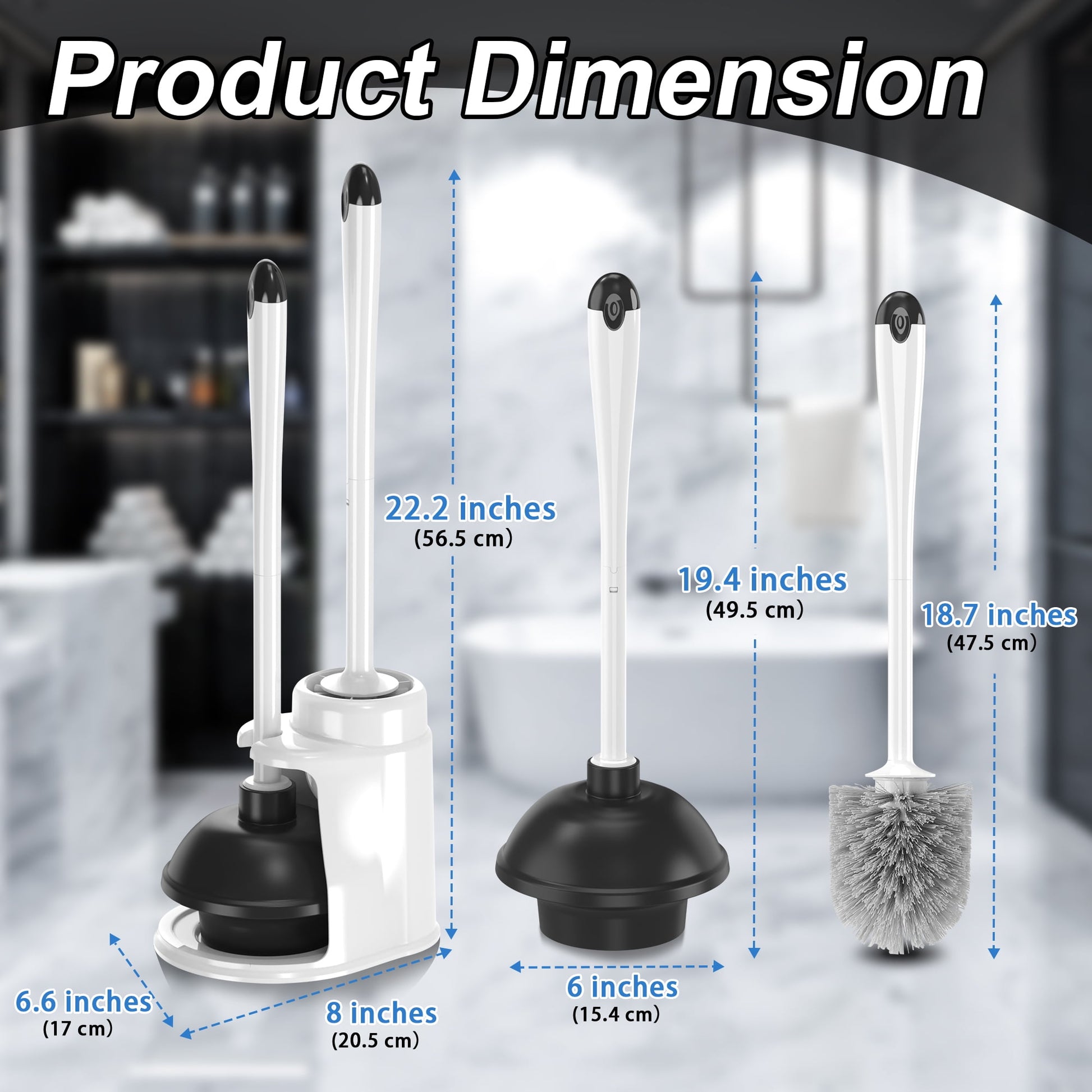 NEWE Toilet Plunger and Brush with Holder Set Heavy Duty