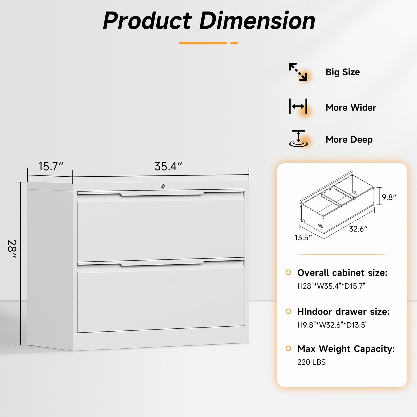 Topass Lateral File Cabinets with Lock, 2 Drawer Steel Wide Filing Organization Storage Cabinets, Steel File Cabinet for A4 Legal/Letter Size, Assembly Required (White, 2 Drawer - 36" W)