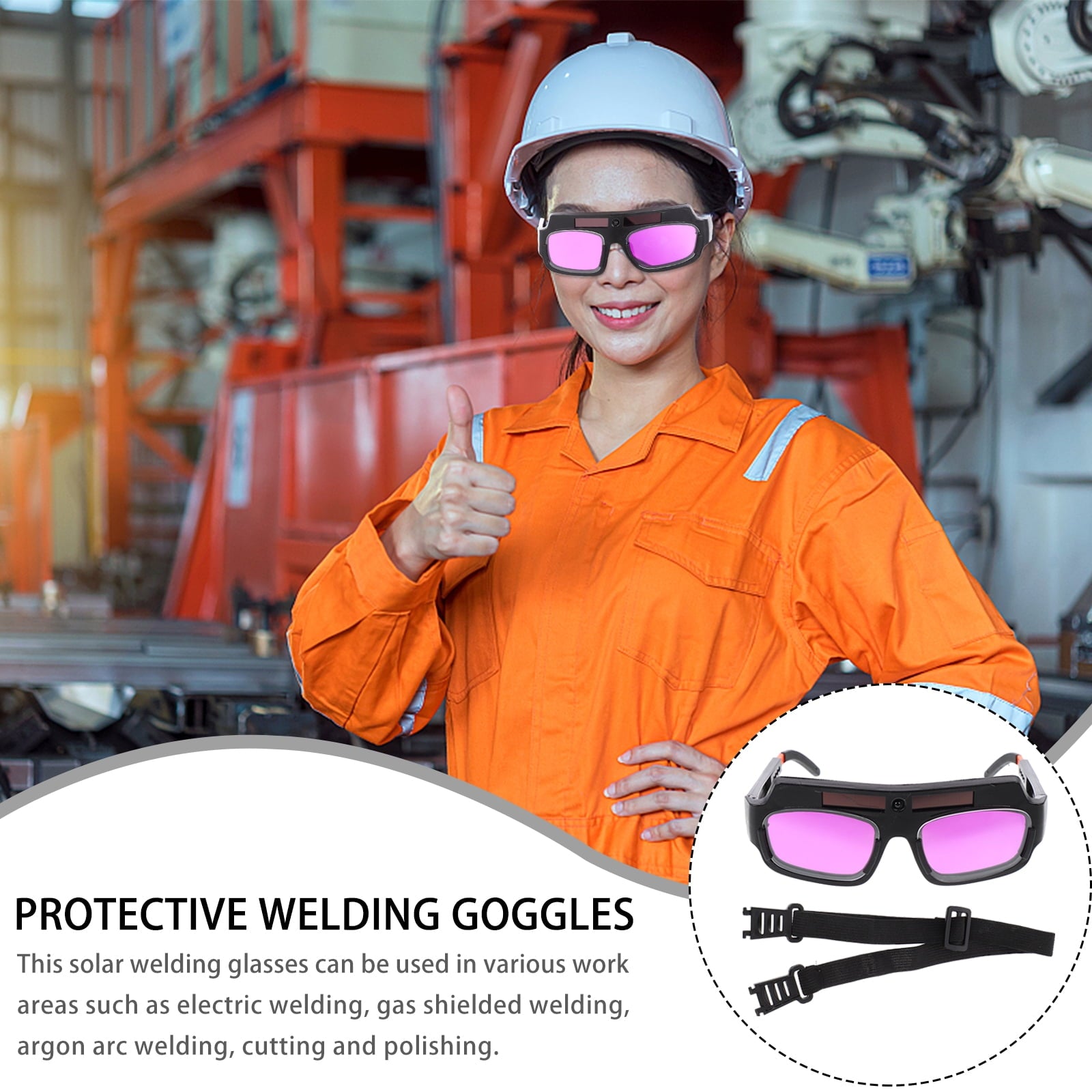 LOLIPPYY 1Pc Solar Rechargeable Welding Glasses with Anti Glare and Uv Protection Black Glasses