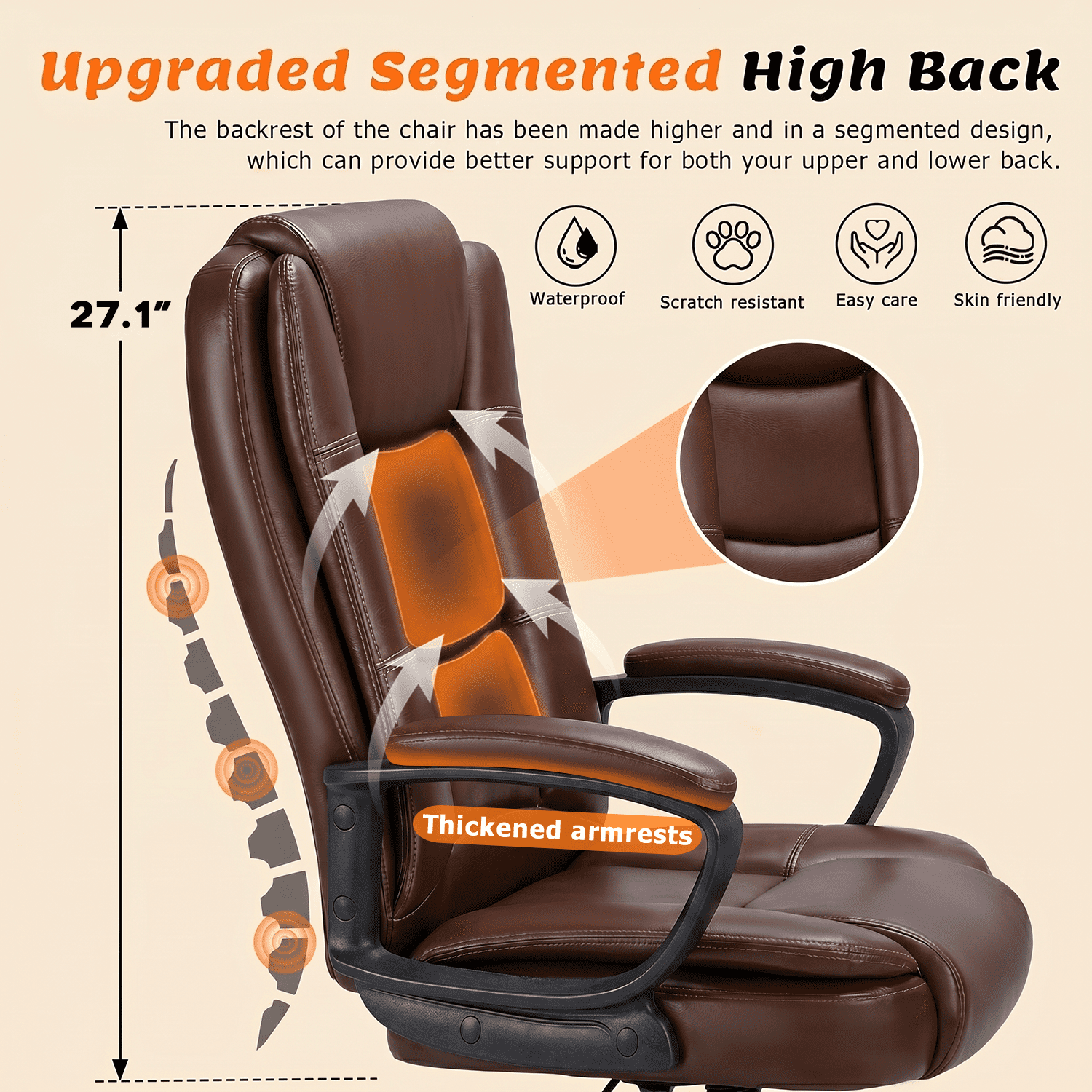 Waleaf Home Office Chair, 400LBS 8Hours Heavy Duty Design, Ergonomic High Back Cushion Lumbar Back Support, Computer Desk Chair, Big and Tall Chair for Work