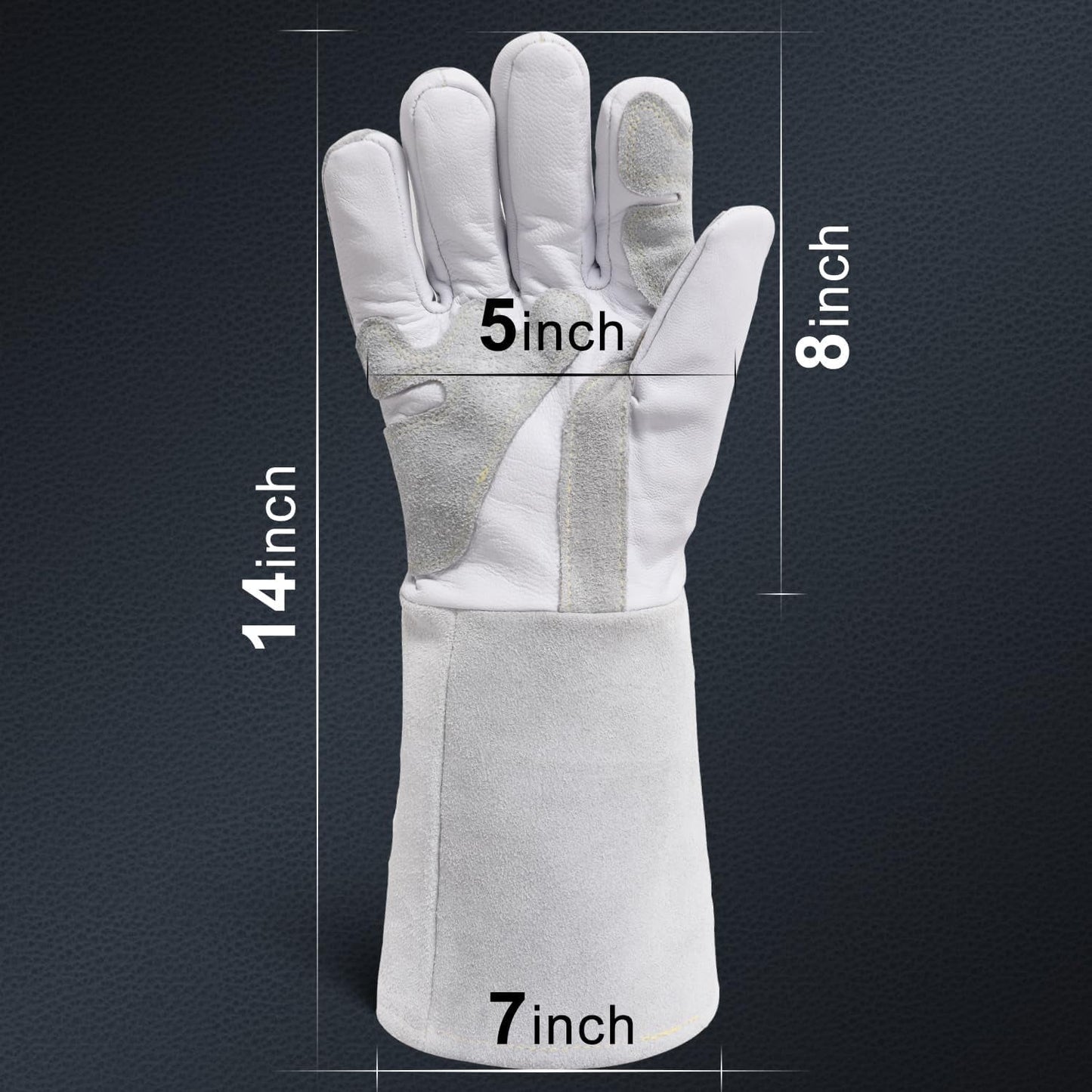 Cowhide Leather Protective Stick Welding Steel Fabrication Gloves,14 Inch Large