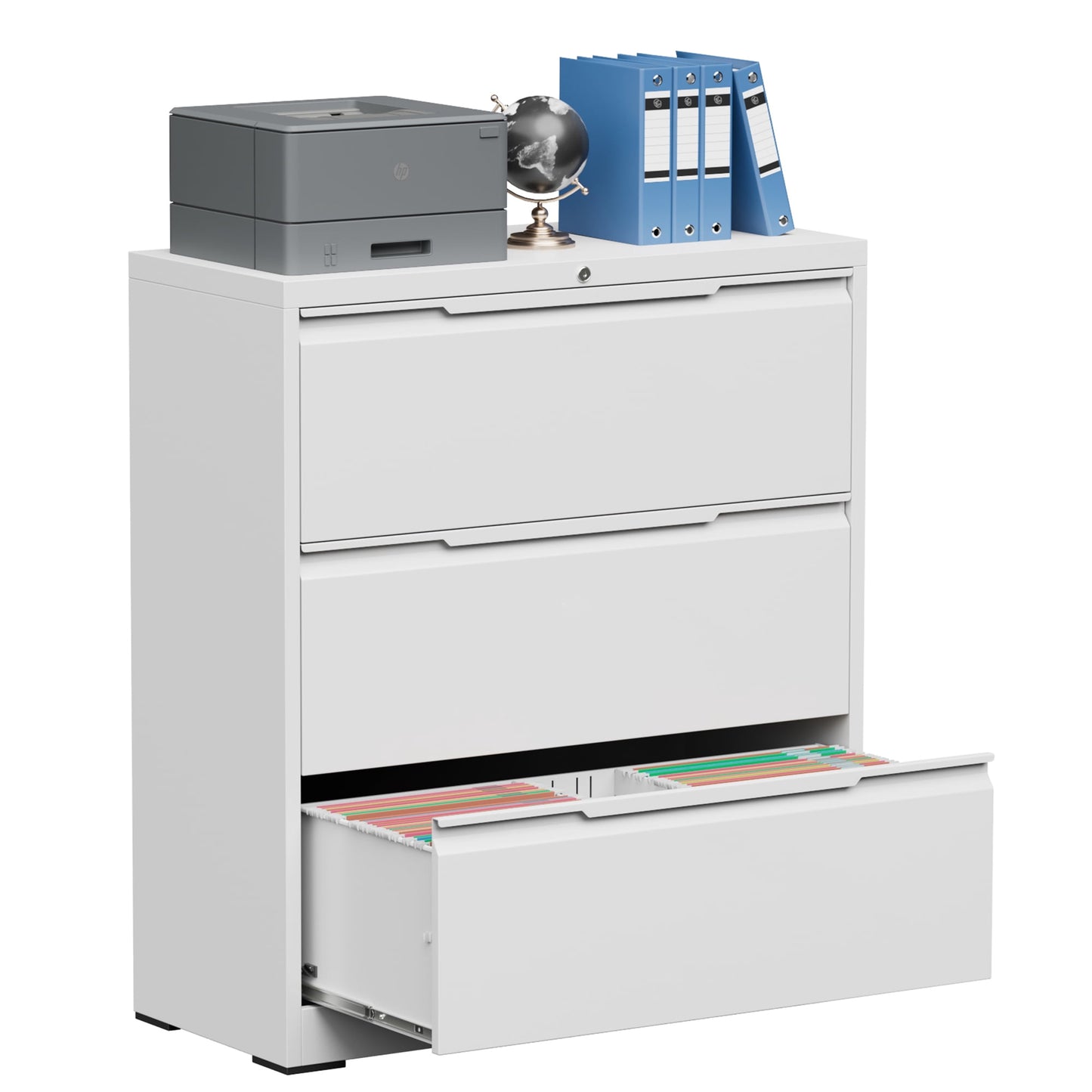 Topass Lateral File Cabinets with Lock, 2 Drawer Steel Wide Filing Organization Storage Cabinets, Steel File Cabinet for A4 Legal/Letter Size, Assembly Required (White, 2 Drawer - 36" W)