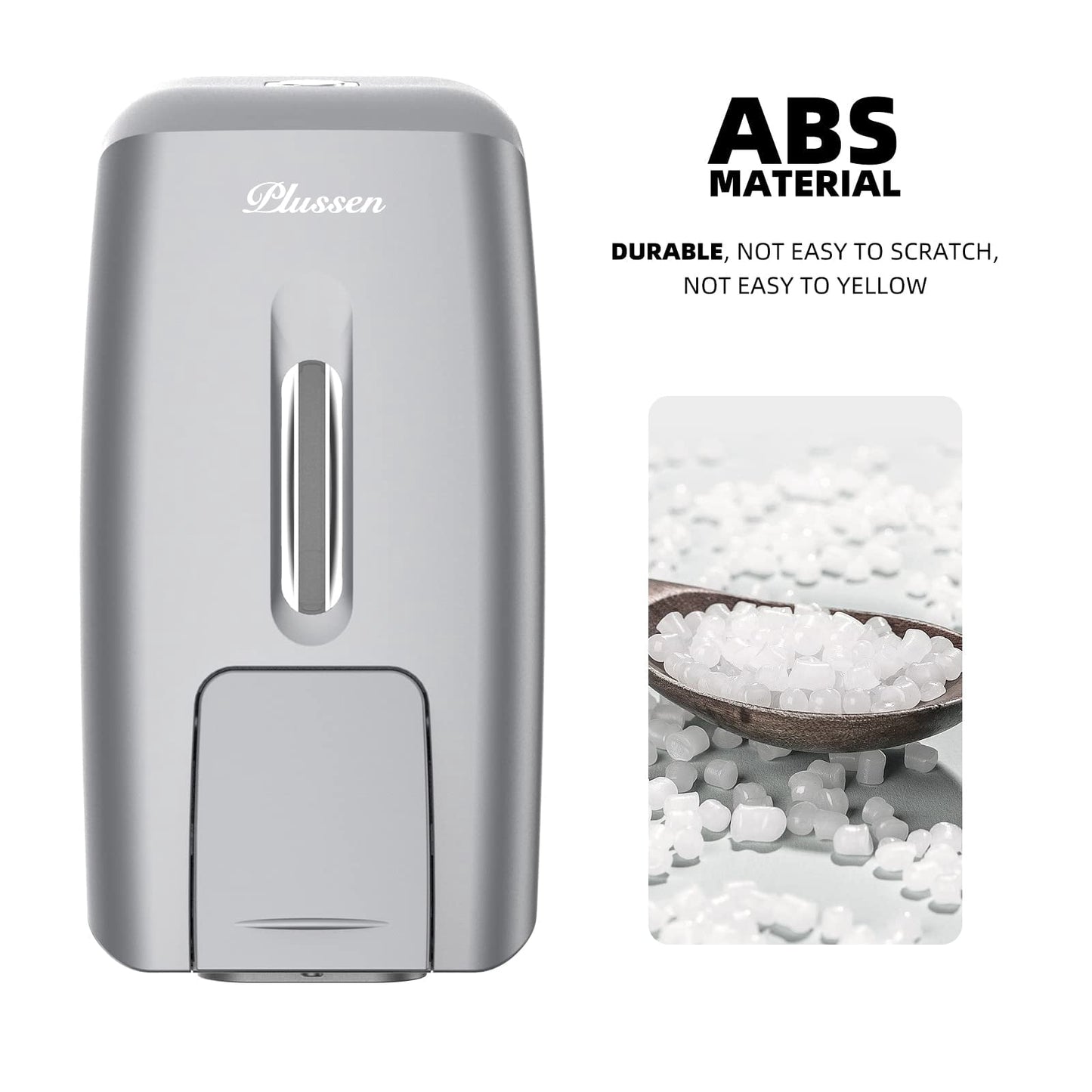 Plussen Manual Wall-Mounted 27oz Commercial Soap & Lotion Dispenser, Silver