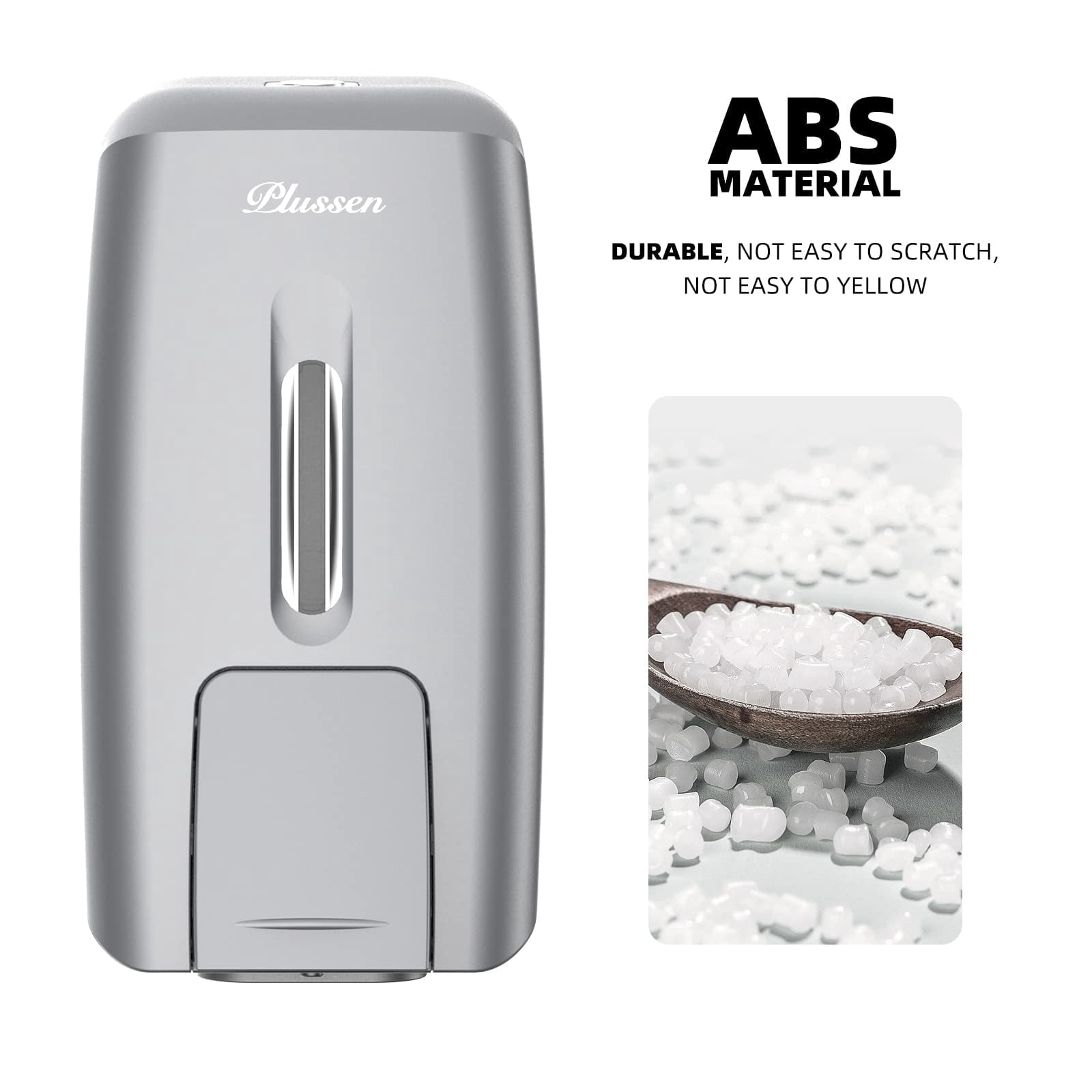 Plussen Manual Wall-Mounted 27oz Commercial Soap & Lotion Dispenser, Silver