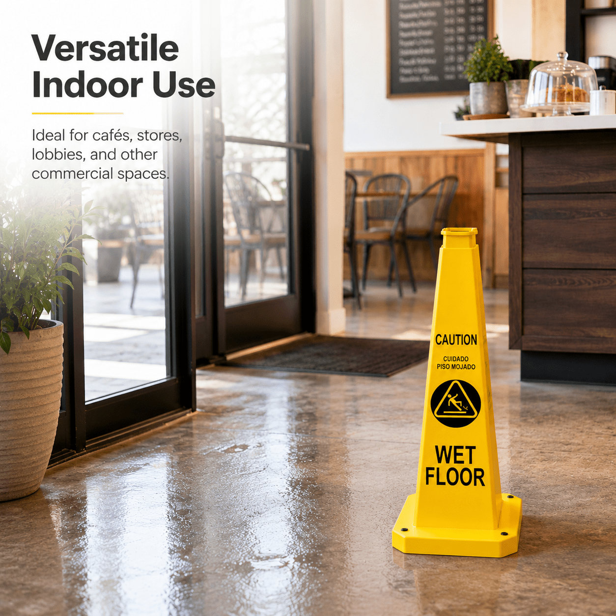 Caution Wet Floor Cones 6 Pack – 28inch Bright Yellow Traffic Safety Cones, Floor Cone Yellow Caution Cones,Stackable Bright Yellow Caution Wet Floor Safety Cones for Warehouse, Retail, Jobsite