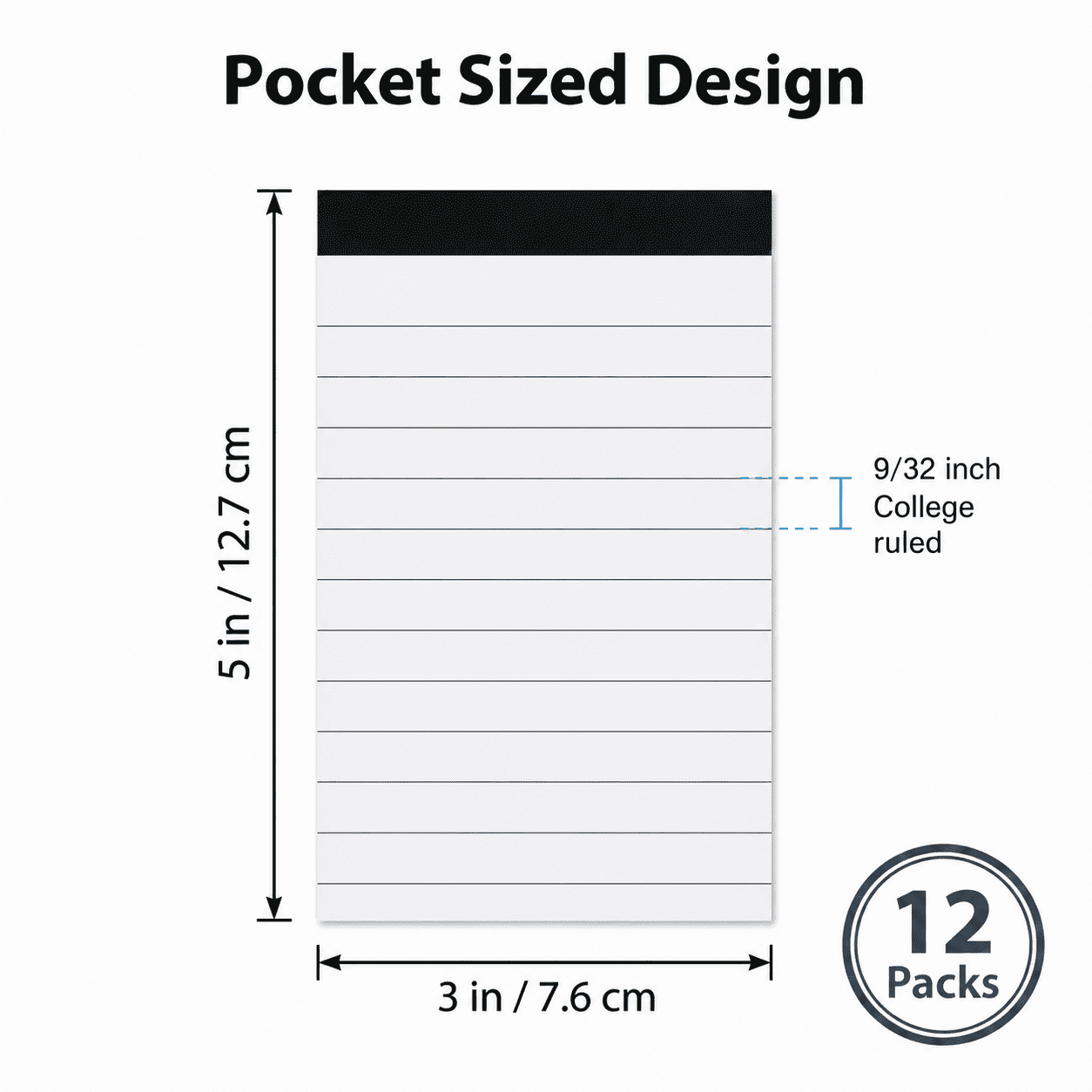 TAVENE 12 Pack Small Notepads, 3 x 5 Inch Lined Memo Pads, 30 Sheets Each, Desk Writing Pads for Office Use