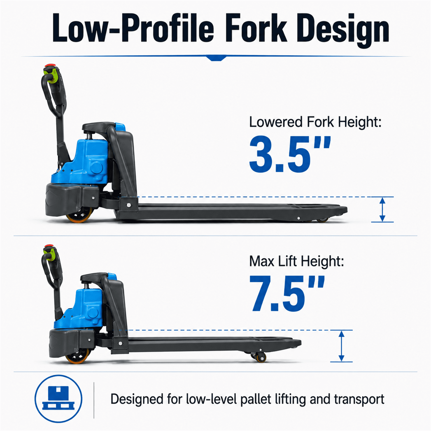 HPDMC Li-Ion Electric Pallet Truck, 3306 lbs Capacity Electric Pallet Jack with 48" Forks, Ergonomic Control Handle, PU Load Wheels, Easy-Access Charging Port for Warehouse Use