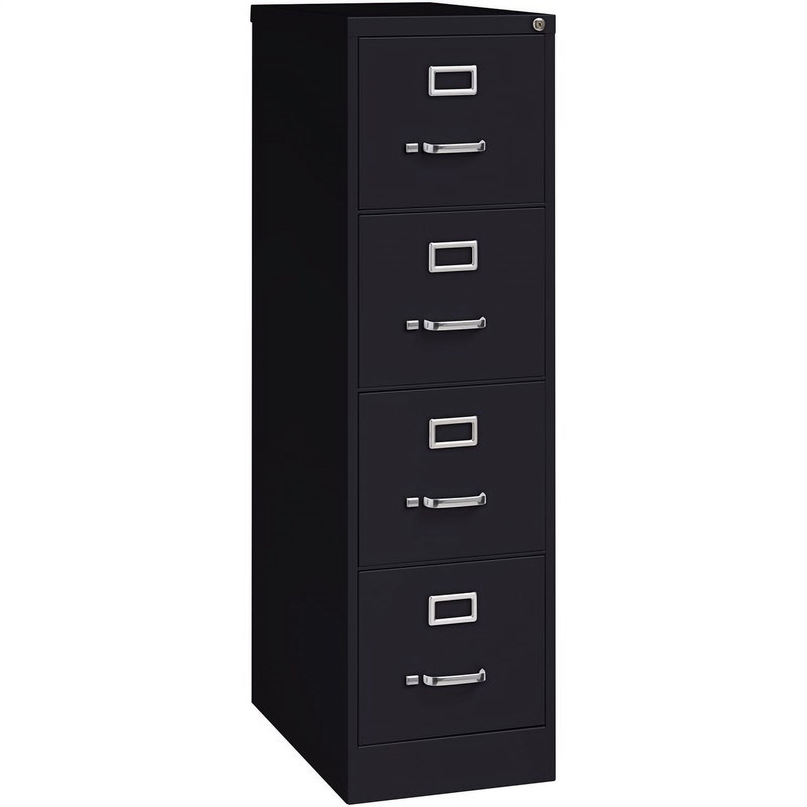 Pemberly Row 4 Drawer Steel 25" Deep Letter File Cabinet in Black