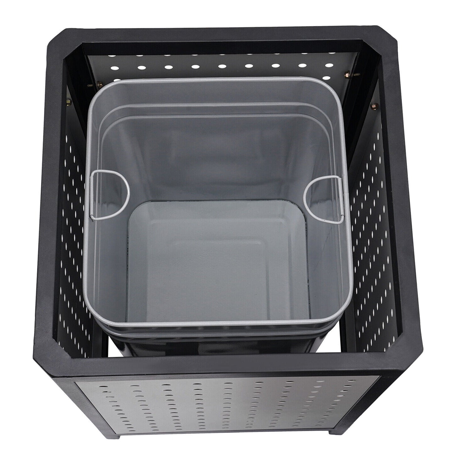 Industrial 15 Gallon Trash Can, Commercial Outdoor Waste Container Galvanized Steel Garbage Can for Indoor Outdoor Use, Grey Trash Receptacle Garbage Enclosure with Ashtray for Kitchen