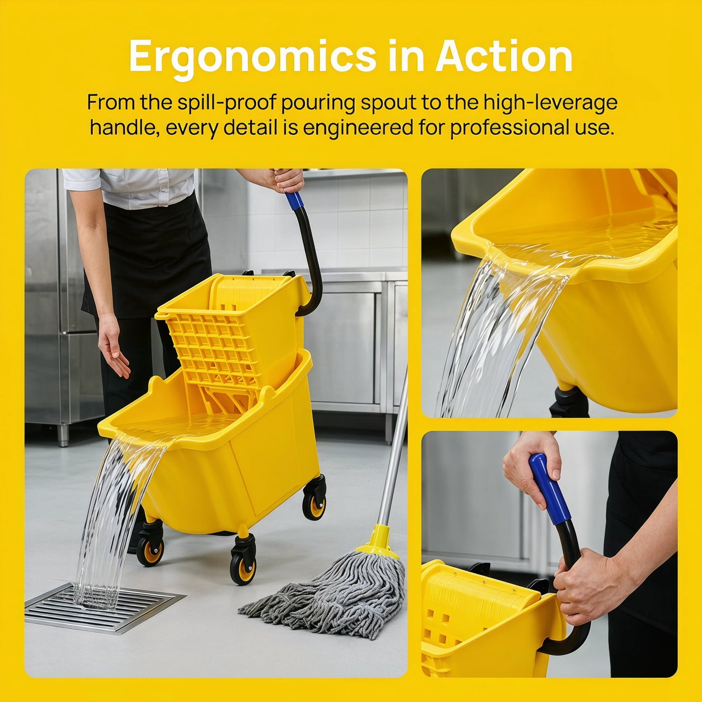 Kadyn Cleaner Machine, Vacuum Cleaner,26 Quart Side Press Wringer Commercial Mop Bucket