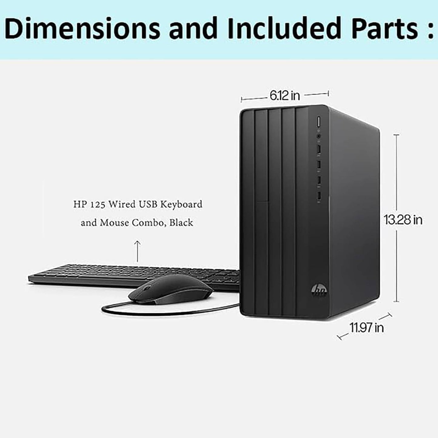 HP Pro Tower 290 G9 Business Desktop Intel 12th Gen 4 Core Processor 16GB RAM 512GB SSD Windows 11 Pro WiFi RJ-45 HDMI VGA Keyboard and Mouse
