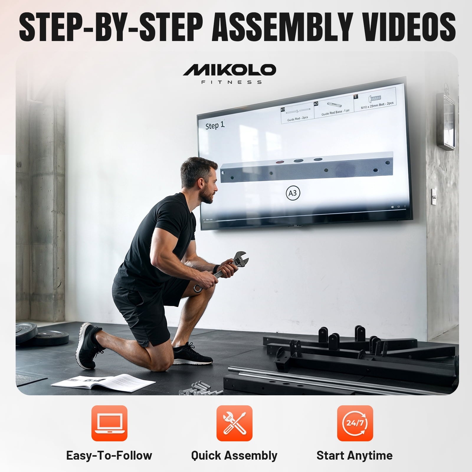 Mikolo Functional Trainer with 400lbs Weight Stack, Cable Crossover Machine with Independent Double Pulley System, 2000lbs Multi-Functional Chest Fly Machine, Lat Pulldown Machine Home Gym with Bench