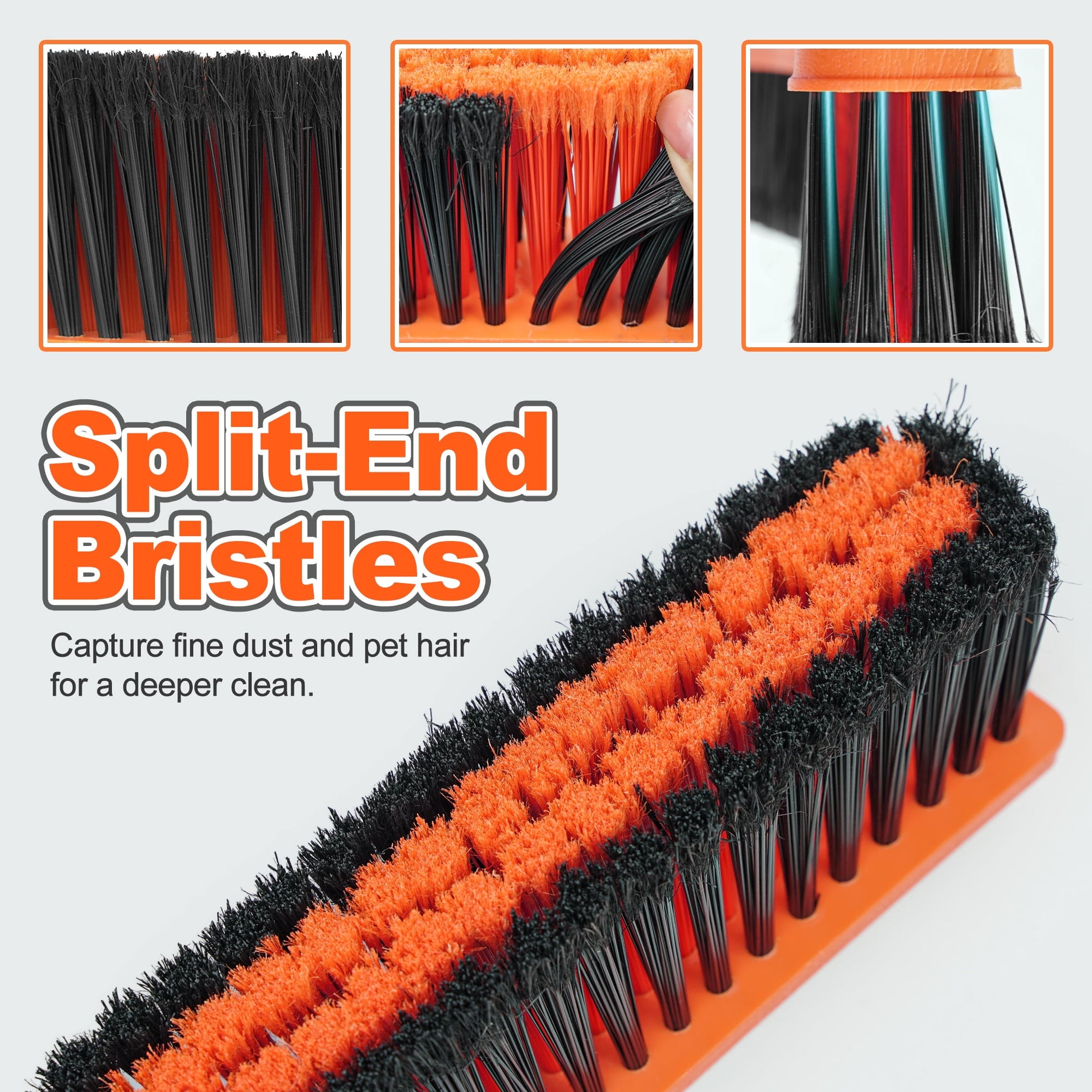 JEHONN 15.7" Wide Push Broom Outdoor Heavy Duty (Orange)