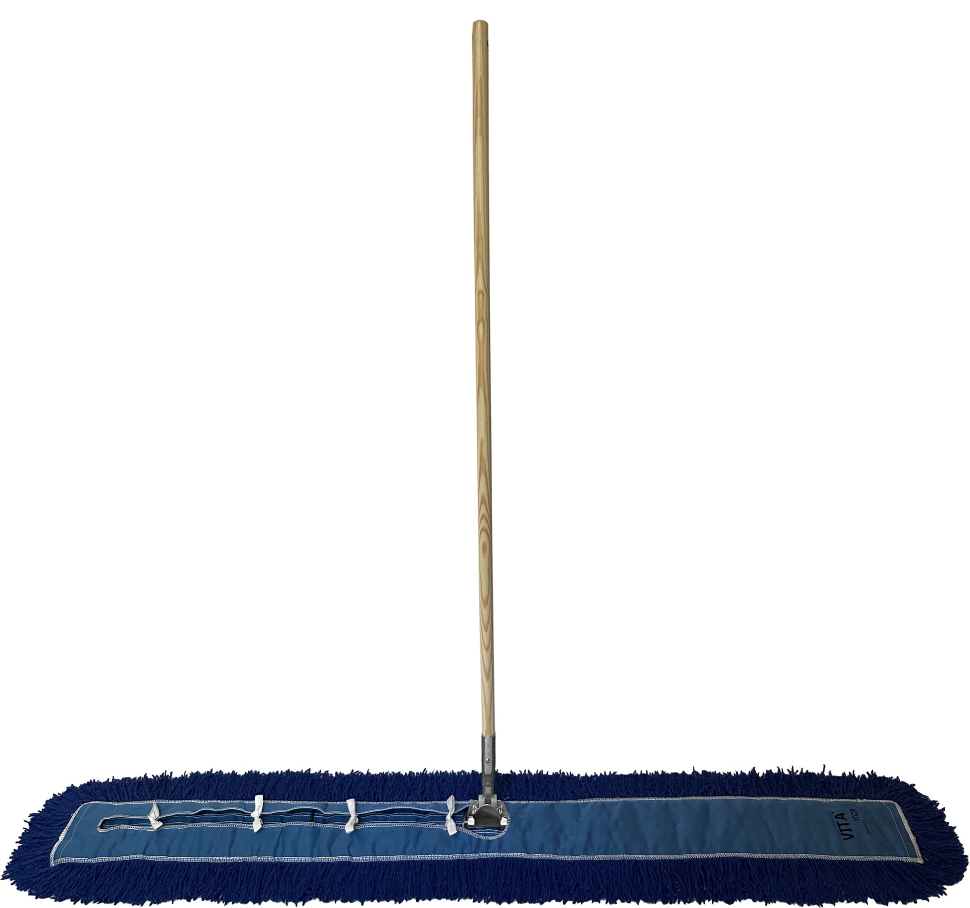 Industrial Dust Mop Kit – Includes 60 Inch Blue Twisted Closed Loop Mop Head, Wood Handle, and Heavy-Duty Wire Frame – Commercial Grade for Janitorial & Facility Cleaning