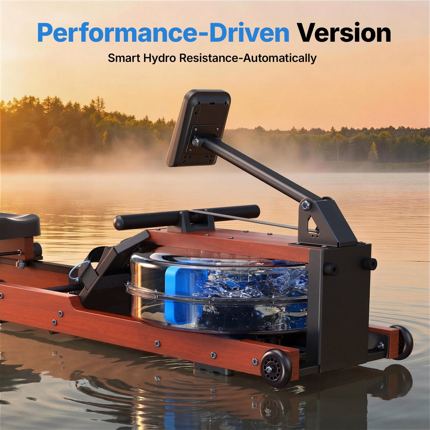MERACH Water Rowing Machines for Home, Foldable Row Machine with 400LBS Weight Capacity, Dedicated Monitor and Comfortable Seat, Free MERACH App for Immersive Water Rower