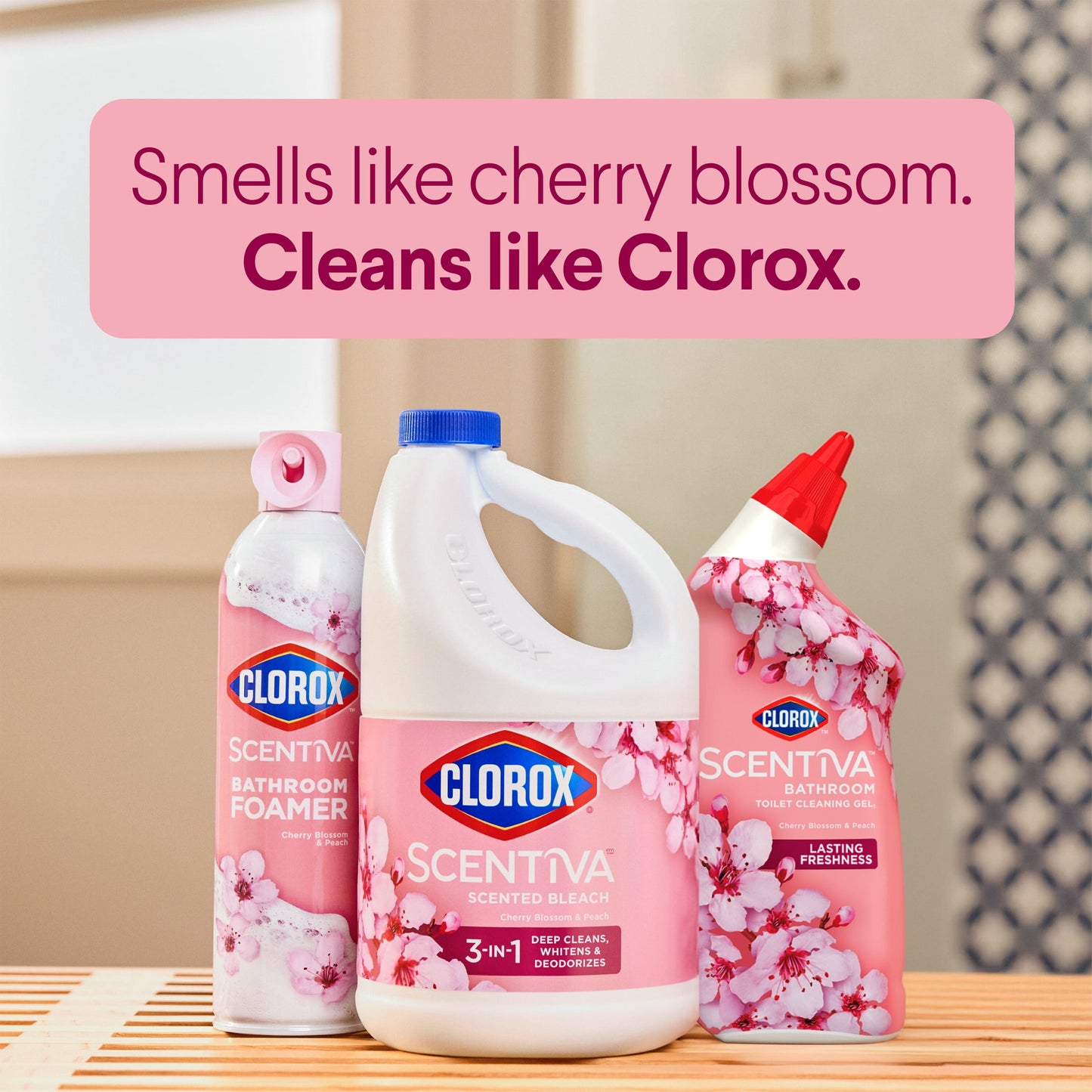 Clorox Scentiva Bathroom Toilet Cleaning Gel, Cherry Blossom and Peach, 24 Fluid Ounces