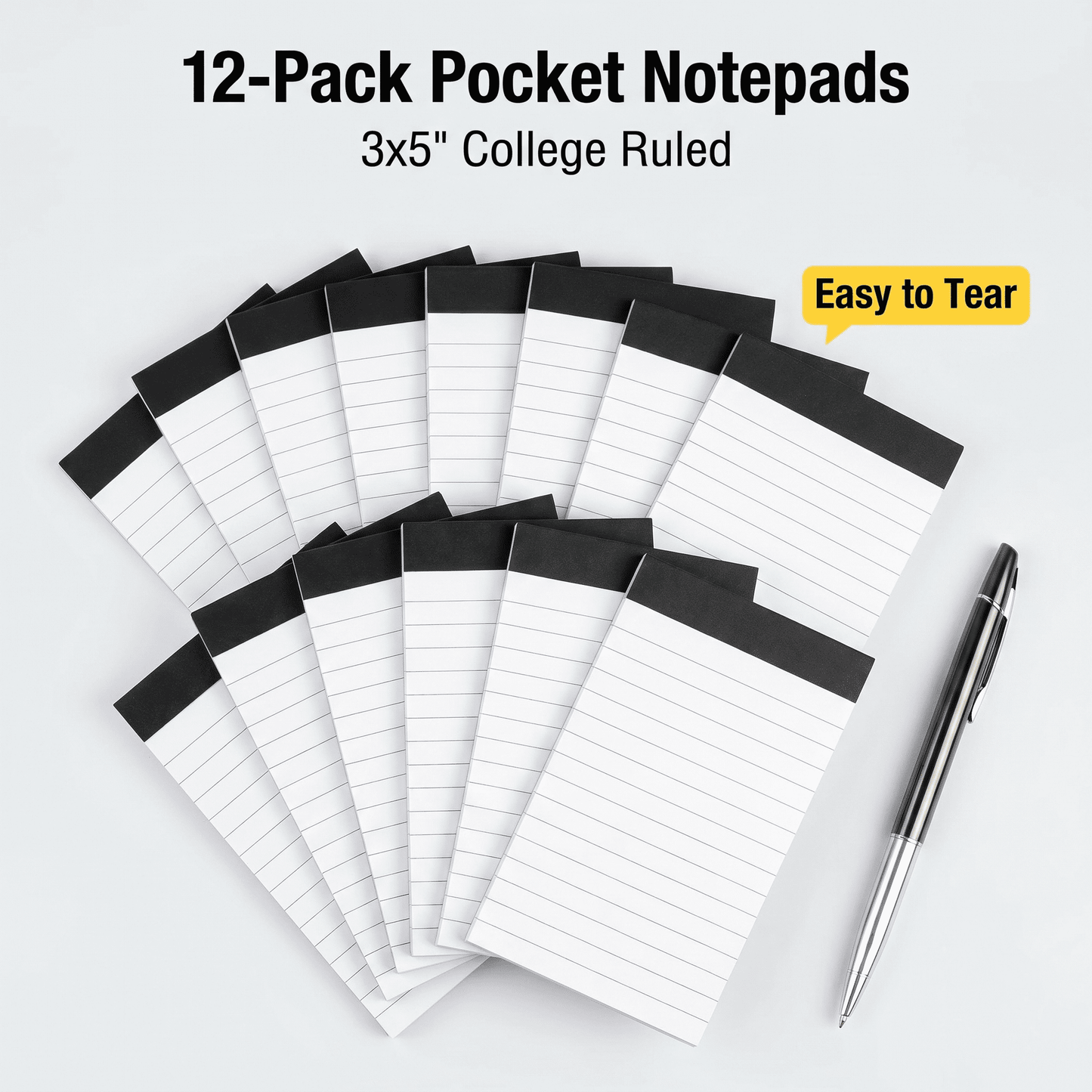 TAVENE 12 Pack Small Notepads, 3 x 5 Inch Lined Memo Pads, 30 Sheets Each, Desk Writing Pads for Office Use