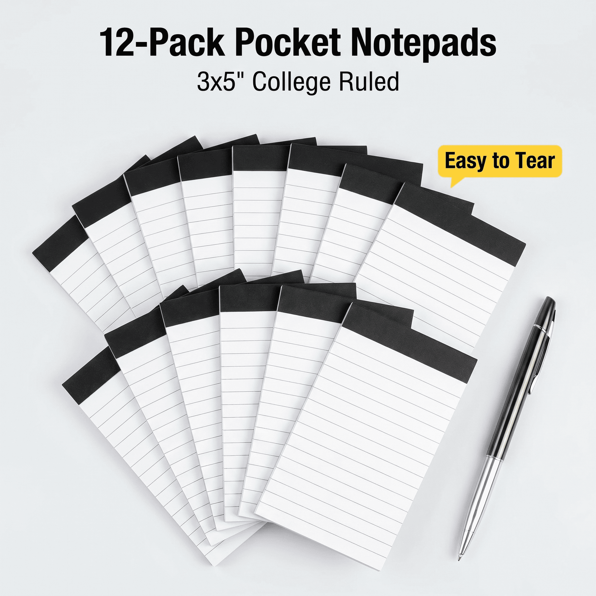TAVENE 12 Pack Small Notepads, 3 x 5 Inch Lined Memo Pads, 30 Sheets Each, Desk Writing Pads for Office Use