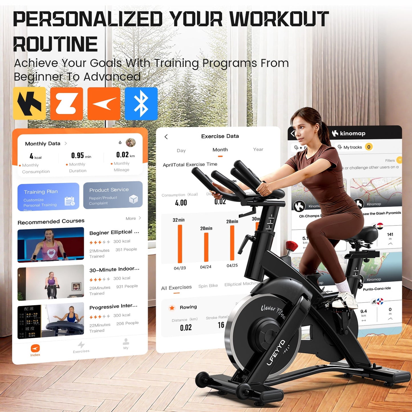 LFEYYD Semi-Commercial Exercise Bike Built-in Bluetooth Pro Magnetic Stationary Bicycles for Gym Home Workout Weight up to 380LBS