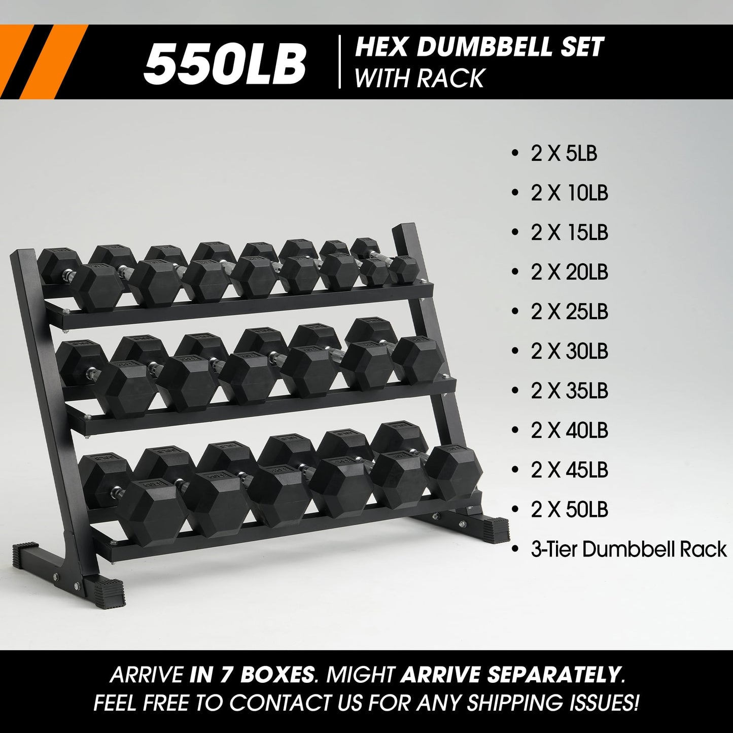 Mikolo Rubber Hex Dumbbell Set with Racks, Options in 550lbs, Strength Training Weight Set Home Gym