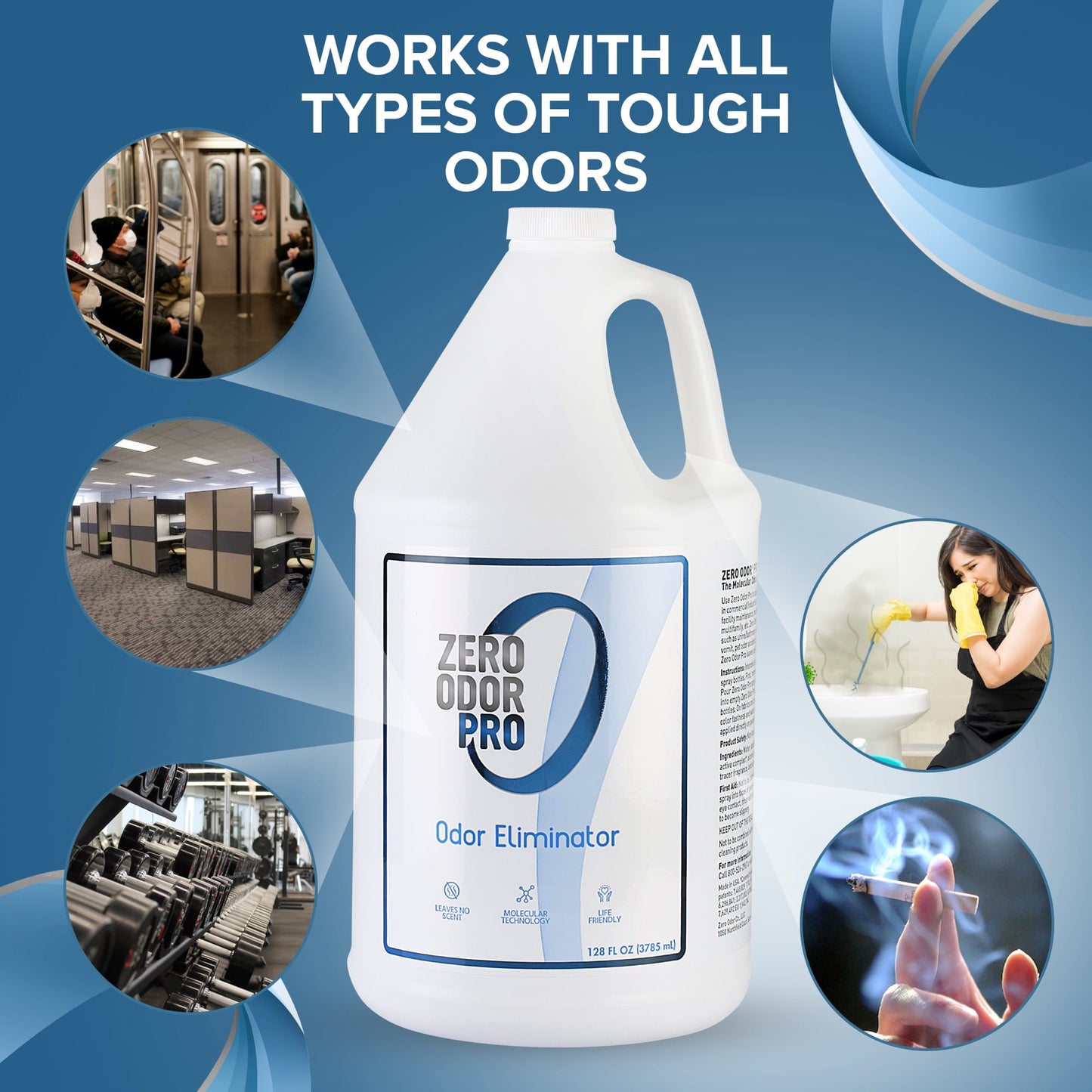 Zero Odor Commercial Odor Eliminator Spray Air & Surface Deodorizer Smell Remover Refill 128 oz