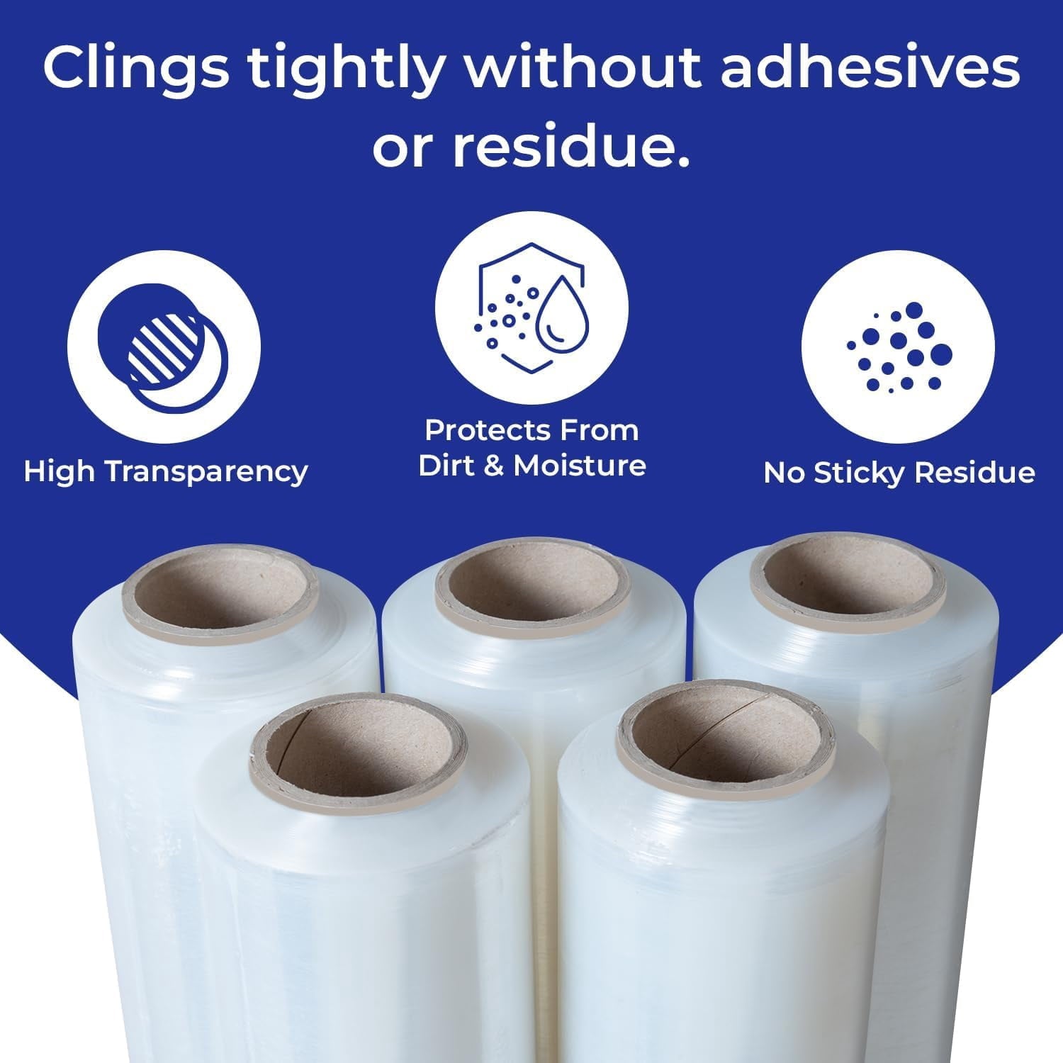 Rosmonde Plastic Stretch Wrap Bulk, 400 Pack, 18 in x 1500 ft, 80 Gauge Thick, 9.4 lbs/Roll, Heavy Duty Shrink Wrap for Moving, Storage & Warehouse Pallet Wrapping