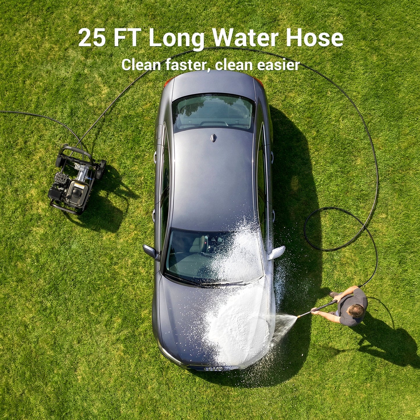 Efurden 3500PSI 2.3GPM Gas Pressure Washer, 209CC 7HP Engine, 4 Quick Connect Nozzles, 25FT Pressure Hose & Soap Tank