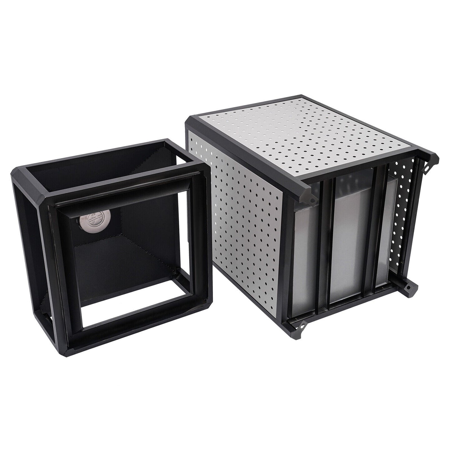 38-Gallon Outdoor Trash Can with Build-in Ashtray Industrial Waste Trash Can Waste Container Stainless Steel Industrial Durable Trash Can