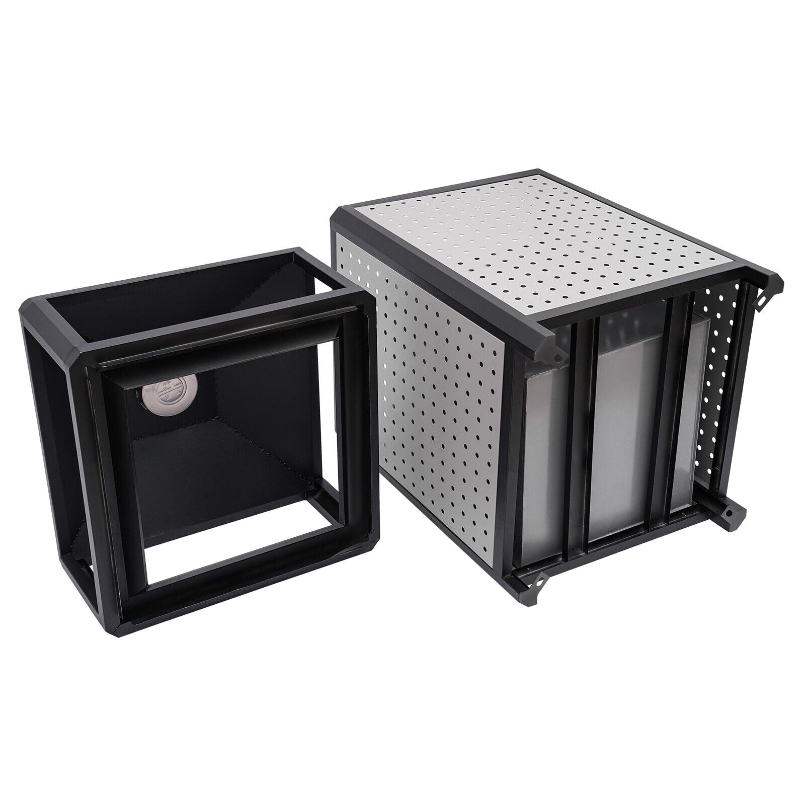 38-Gallon Outdoor Trash Can with Build-in Ashtray Industrial Waste Trash Can Waste Container Stainless Steel Industrial Durable Trash Can