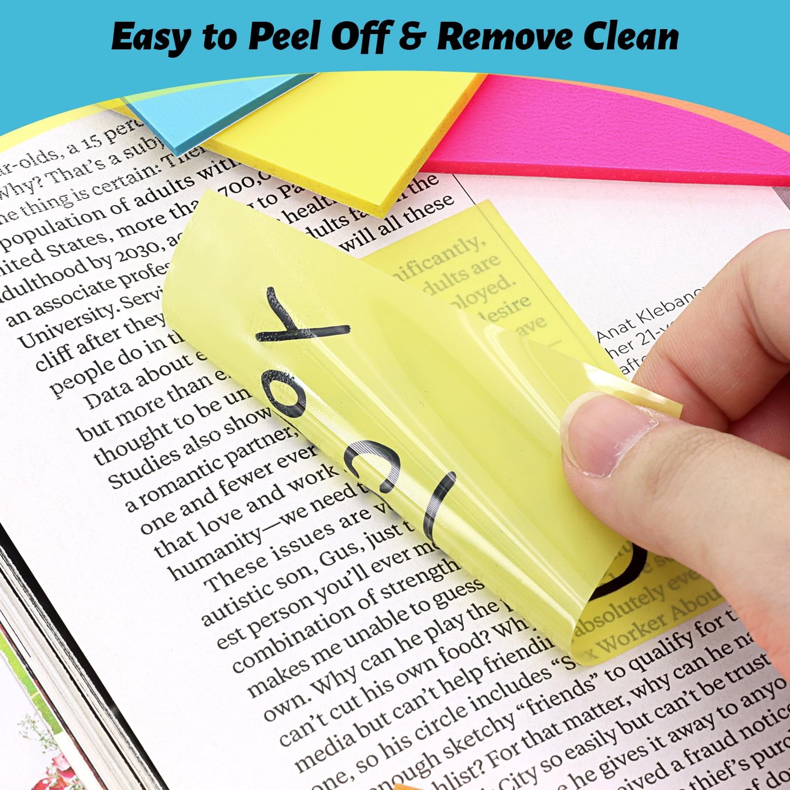 Dihmpor 800 Sheets(14Pads)Transparent Sticky Notes,Clear Sticky Notes,3" x 3" Translucent Sticky Notes Pads,See Through Sticky Notes for Book Annotation,Self-Adhesive and Colorful