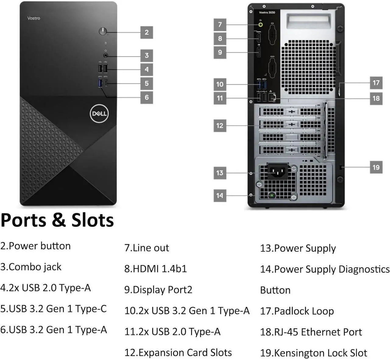 Dell Vostro 3030 Desktop, Intel Core i3-14100, 8GB DDR5, 1TB SSD, New