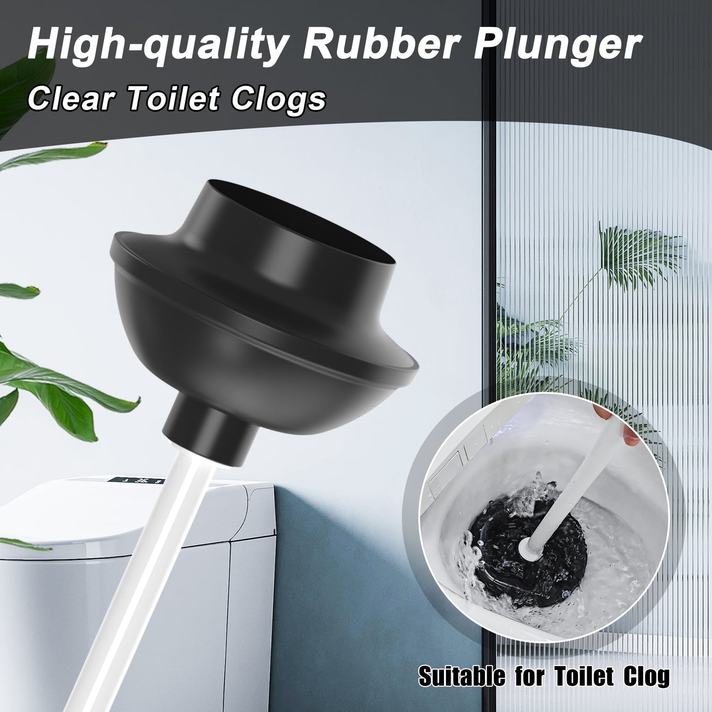 NEWE Toilet Plunger and Brush with Holder Set Heavy Duty