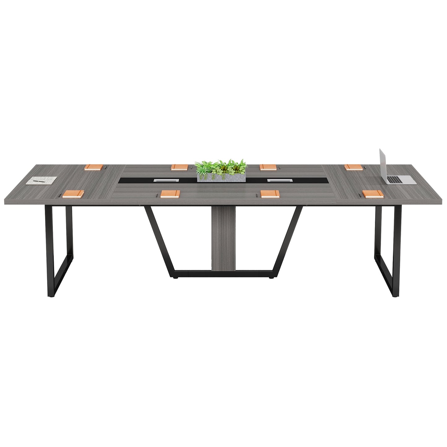 Fnova 94"Large Conference Table for 8-10 People, Modern Executive Meeting Table with Cable Management & Adjustable Feet, Heavy-Duty Office Conference Desk for Boardroom, Training Room
