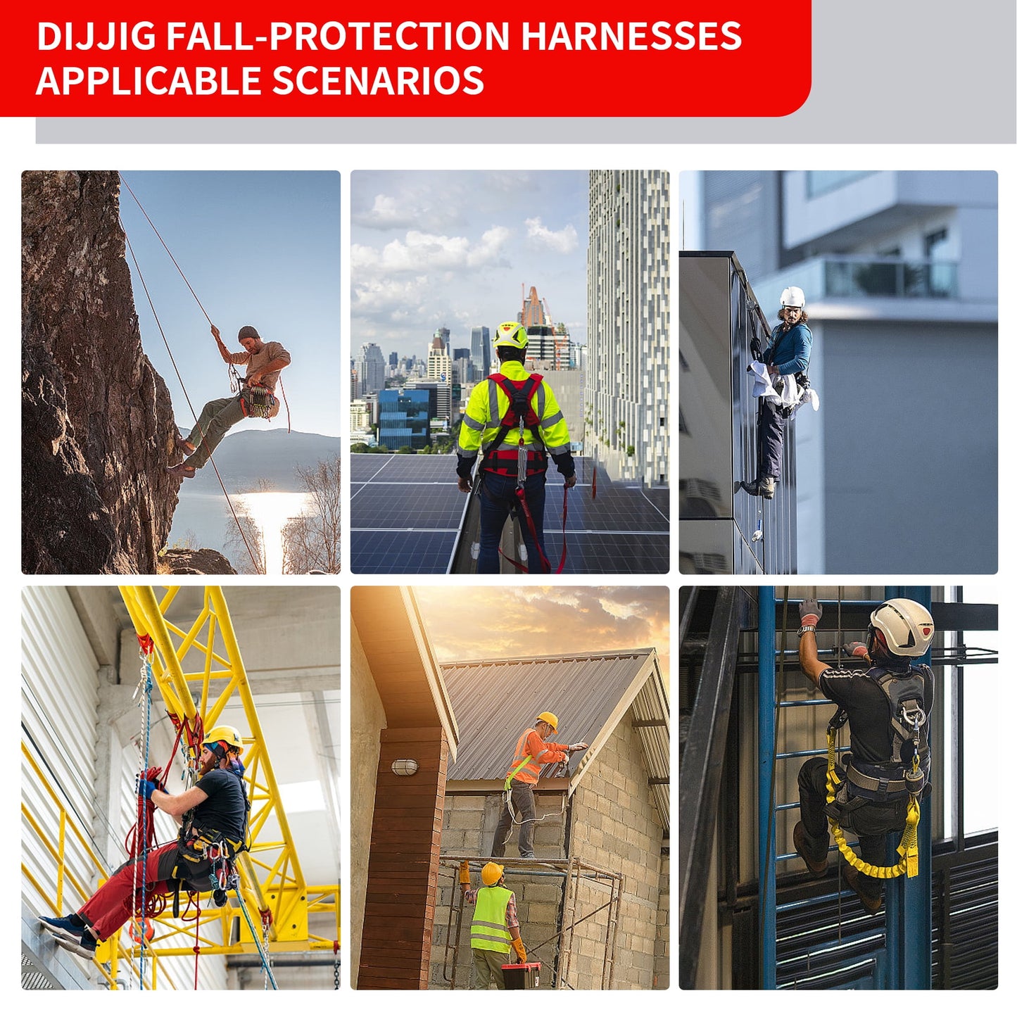 Fall Arrest Safety Harnesses Full Body Protection Red Roofing Harness Construction Harness 5 Point Adjustment Harness Back Padded,arneses de seguridad para construcción ANSI/ASSP Compliant