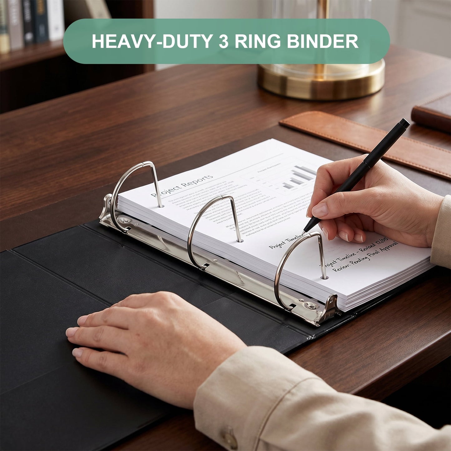 Comix Heavy-duty 4 Inch 3 Ring Binder with Clear Cover,D Ring, 835 Sheets Capacity, Office School Supplies, 2-Pack Black