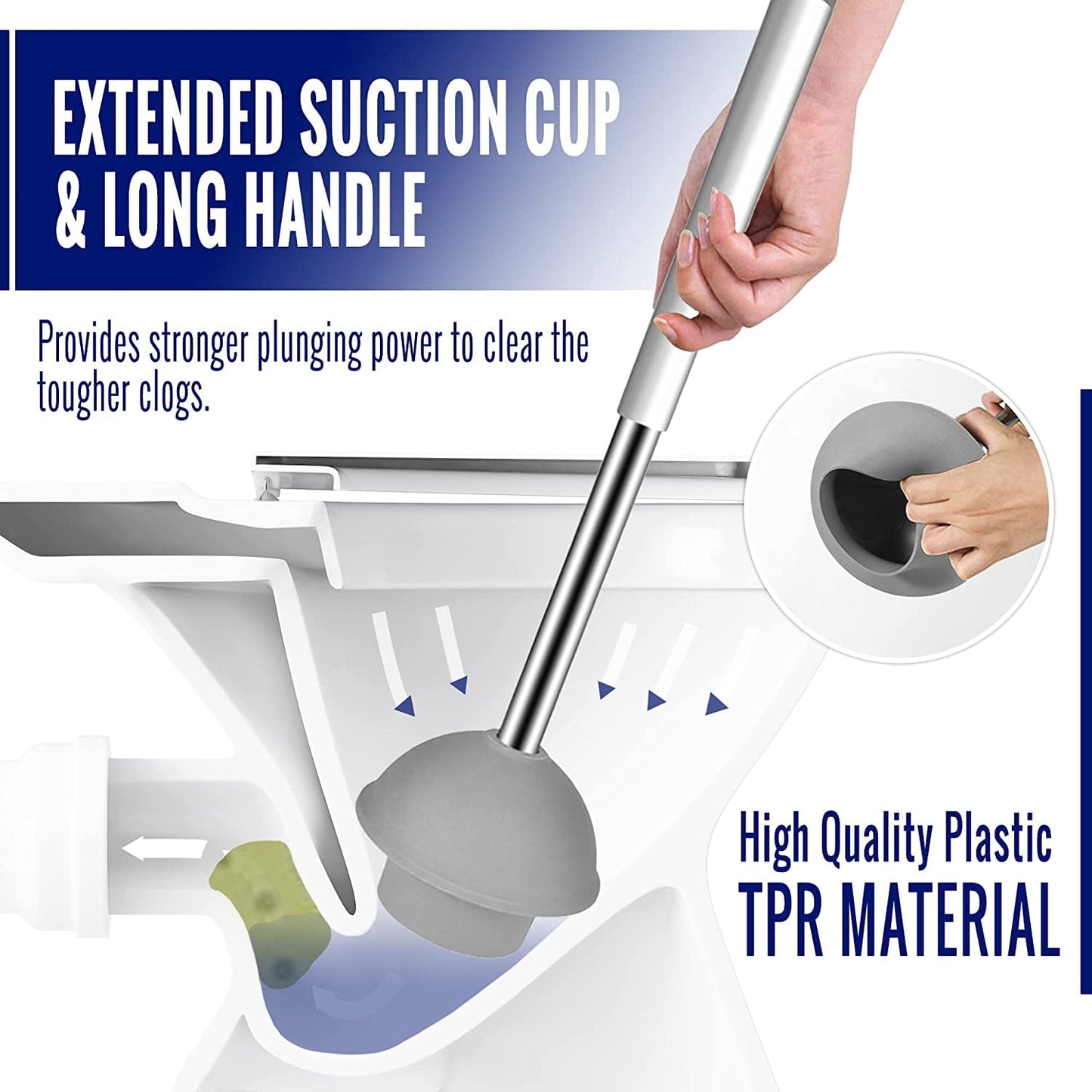 True Fresh 2 in 1 Toilet Brush and Plunger Set Stainless Steel - Toilet Plunger and Toilet Brush and Caddy Holder
