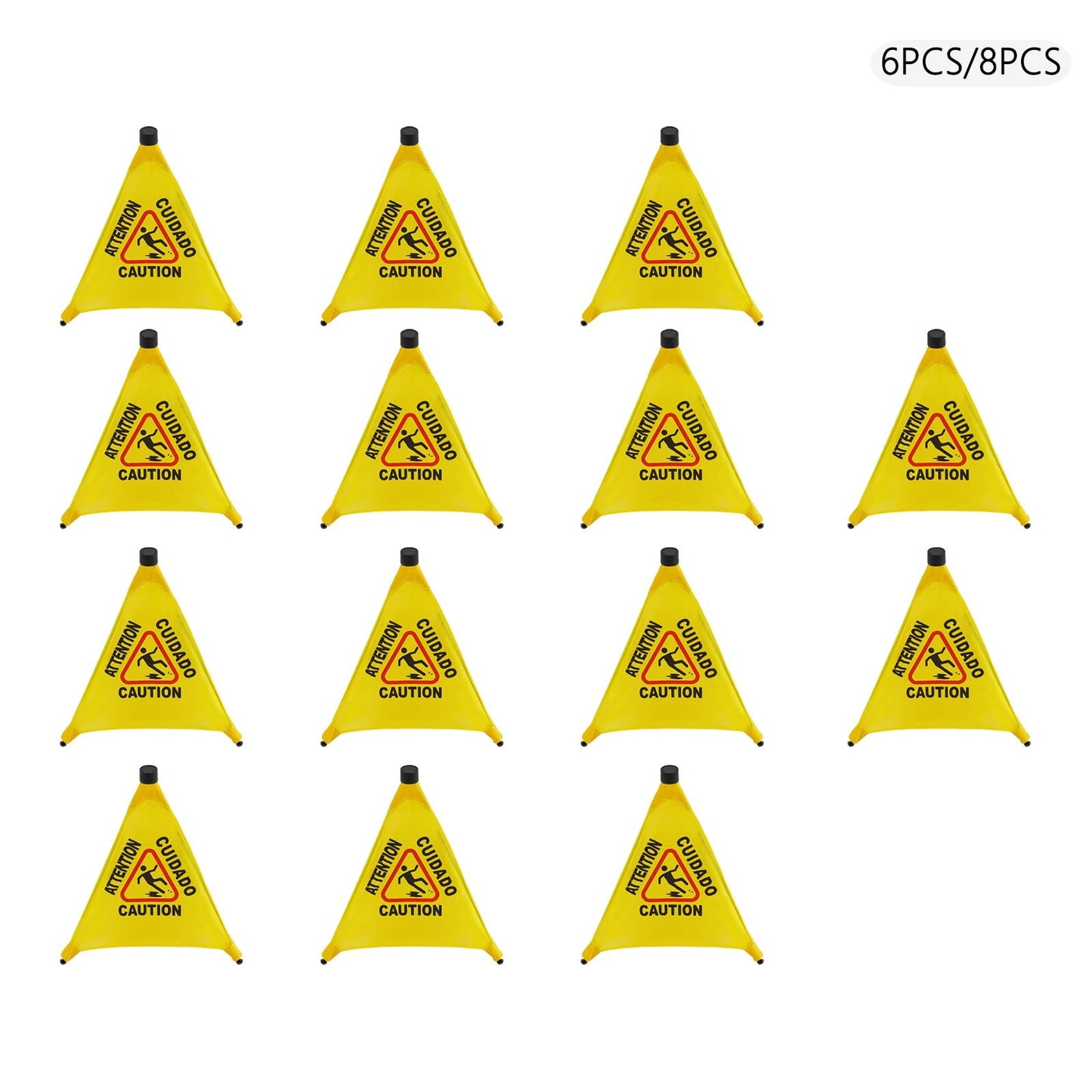 ToppiJoy 8 Pcs Wet Floor Sign with Storage Tube, 20 Inch Safety Signs, for Commercial Stores Grocery Restroom Office