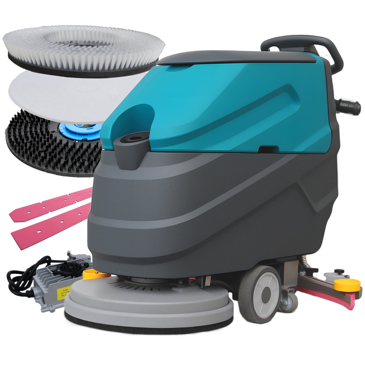 POHIR Walk-Behind Floor Scrubber, 22"Cleaning Width, 31.5" Suction Width, 18.5 gal Solution Tank, 15.9 gal Recovery Tank, 32000 Sq Ft/H, Commercial & Industrial, Full Parts Kit