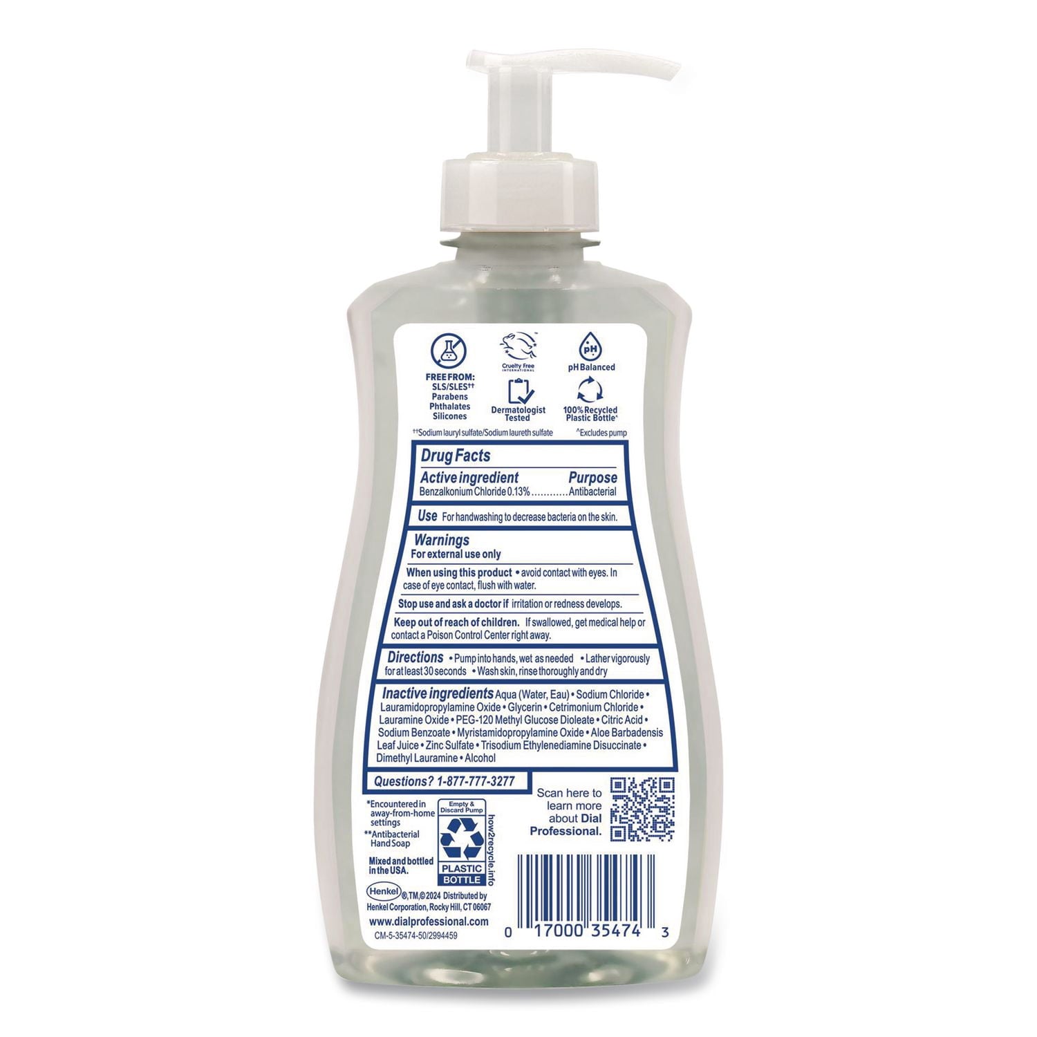 Antibacterial and Sensitive 11 oz Fragrance-Free Liquid Hand Soap - Fragrance Free (12/Carton)