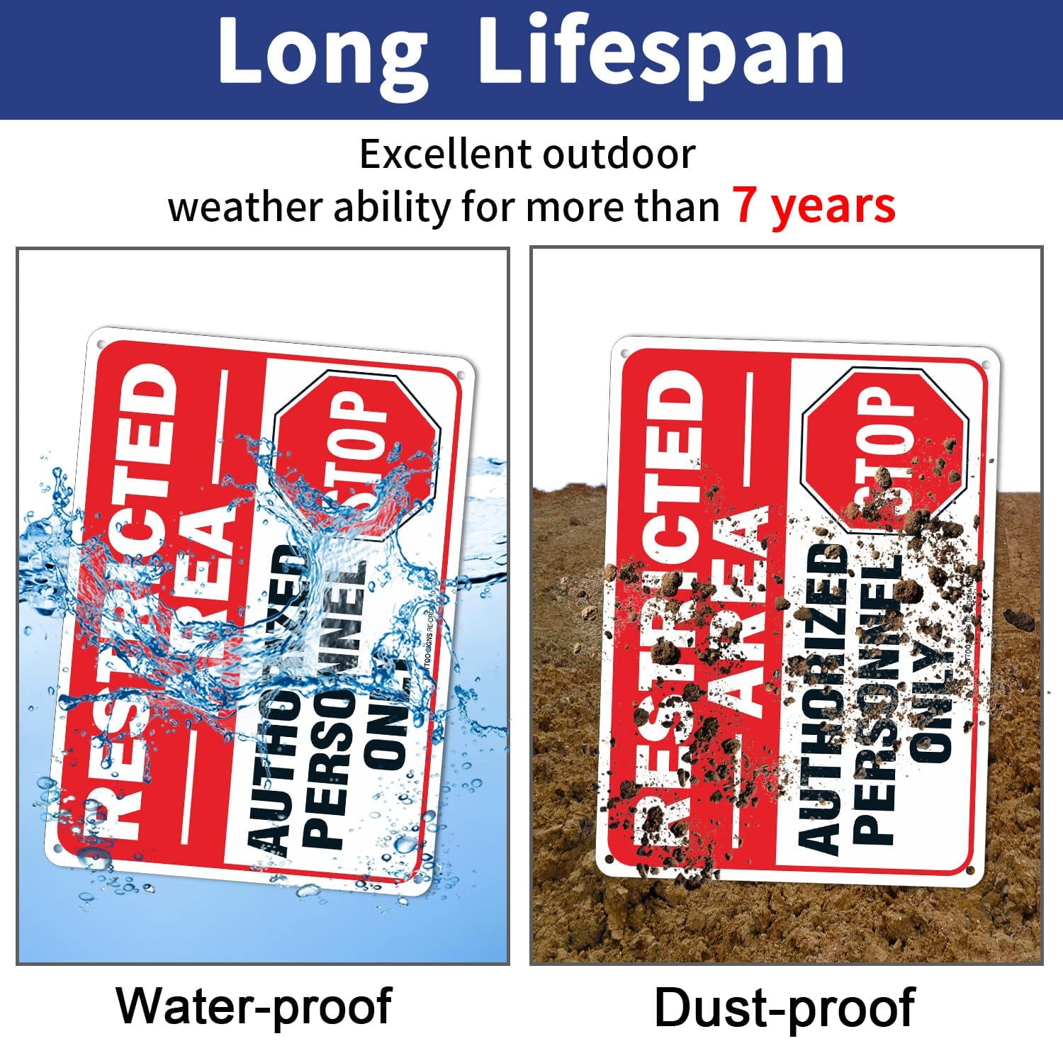 (4 pack) Restricted Area Sign Authorized Personnel Only, Do Not Enter Sign, 10 x 7 Inches .40 Rust Free Aluminum, UV Protected, Weather Resistant, Waterproof, Durable Ink，Easy To Mount